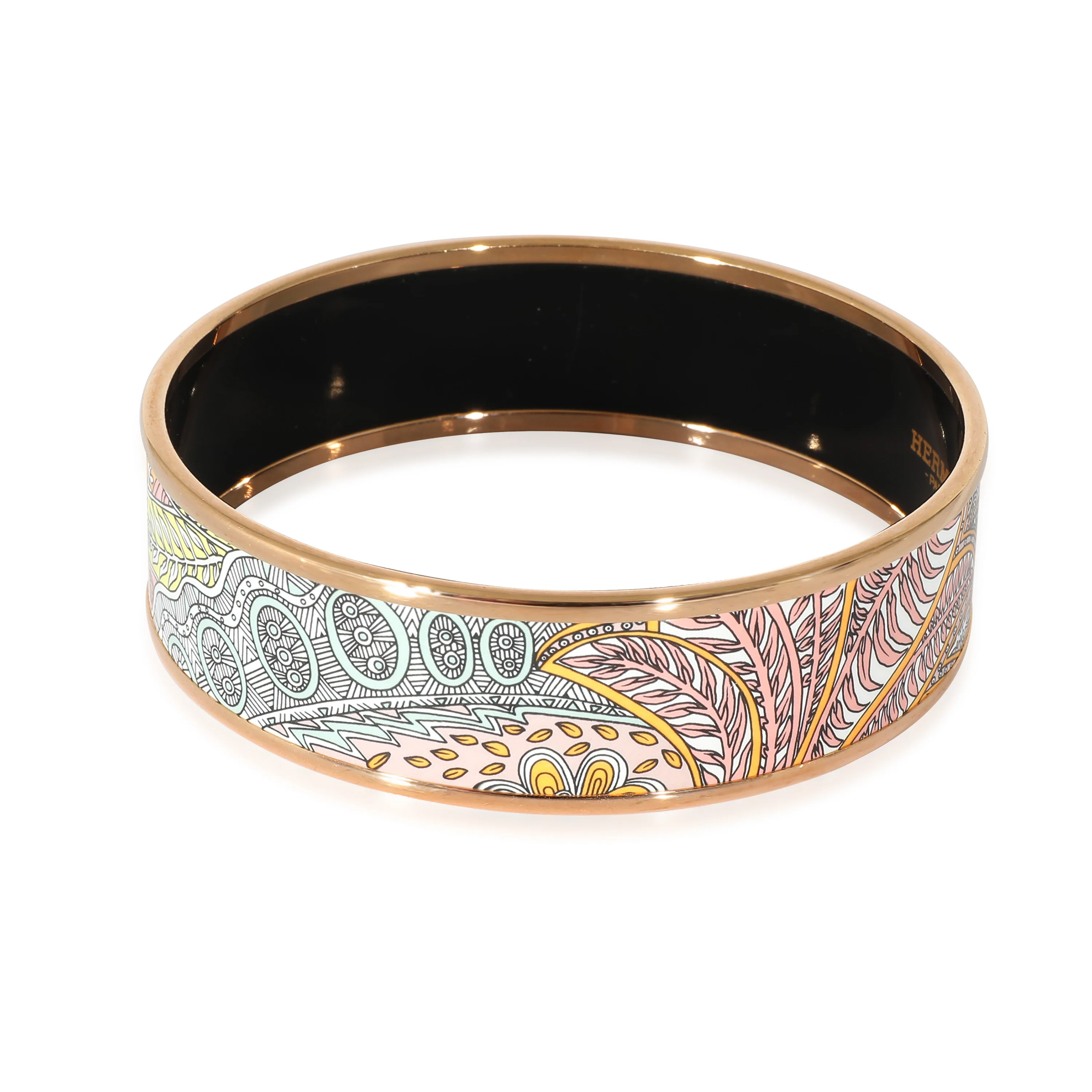 Hermès Gold Plated Le Jardin De La Maharani L Candeur Enamel Bracelet (62MM) - Image 3