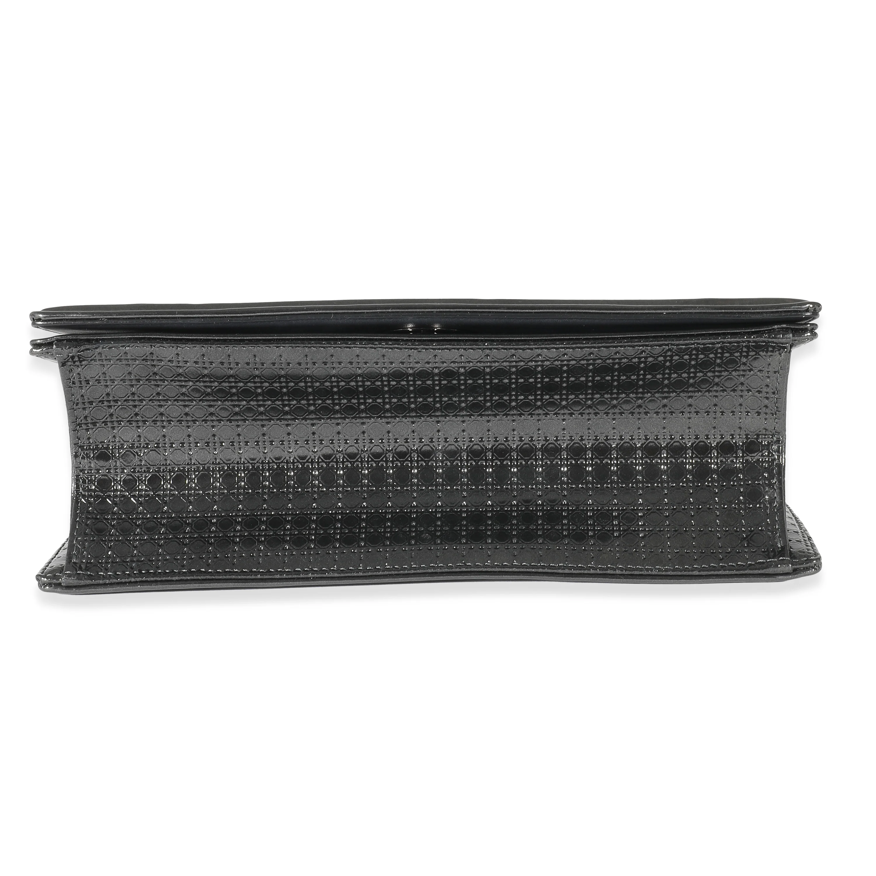 Christian Dior Metallic Black Patent Micro Cannage Medium Diorama Flap Bag - Image 4