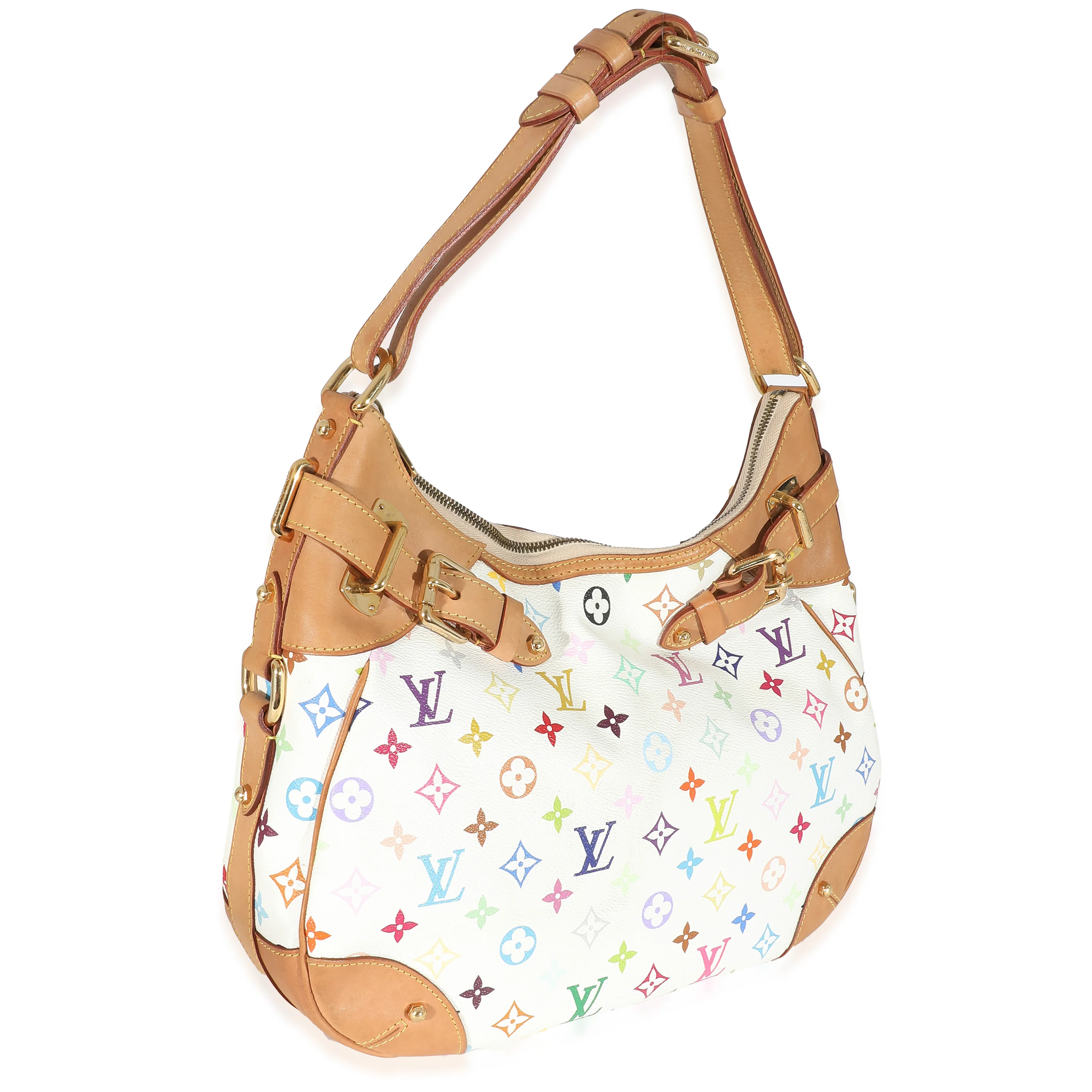Louis Vuitton x Takashi Murakami White Monogram Multicolore Canvas Greta - Image 3