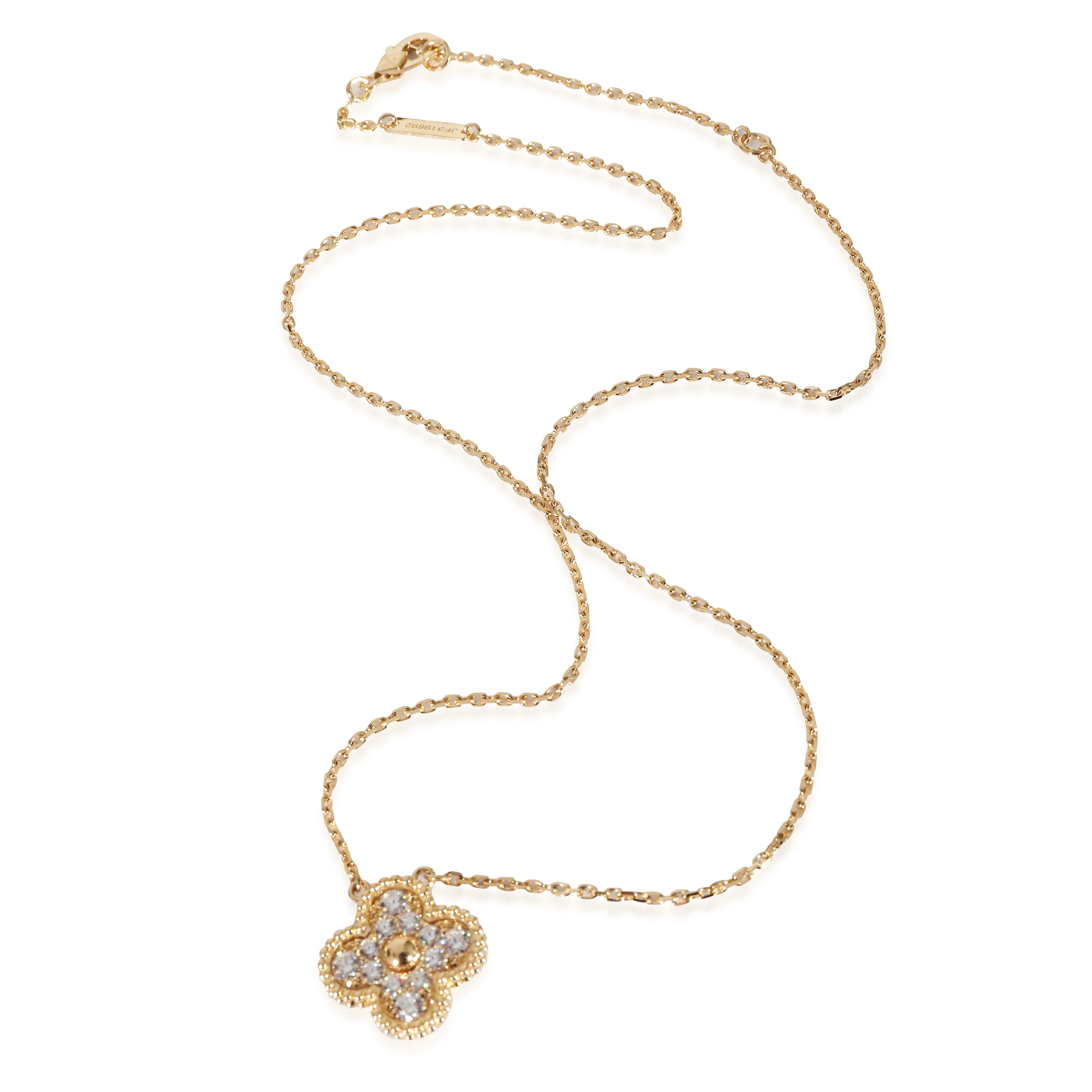 Van Cleef & Arpels Vintage Alhambra Diamond Pendant in 18k Yellow Gold 0.48 CTW - Image 2