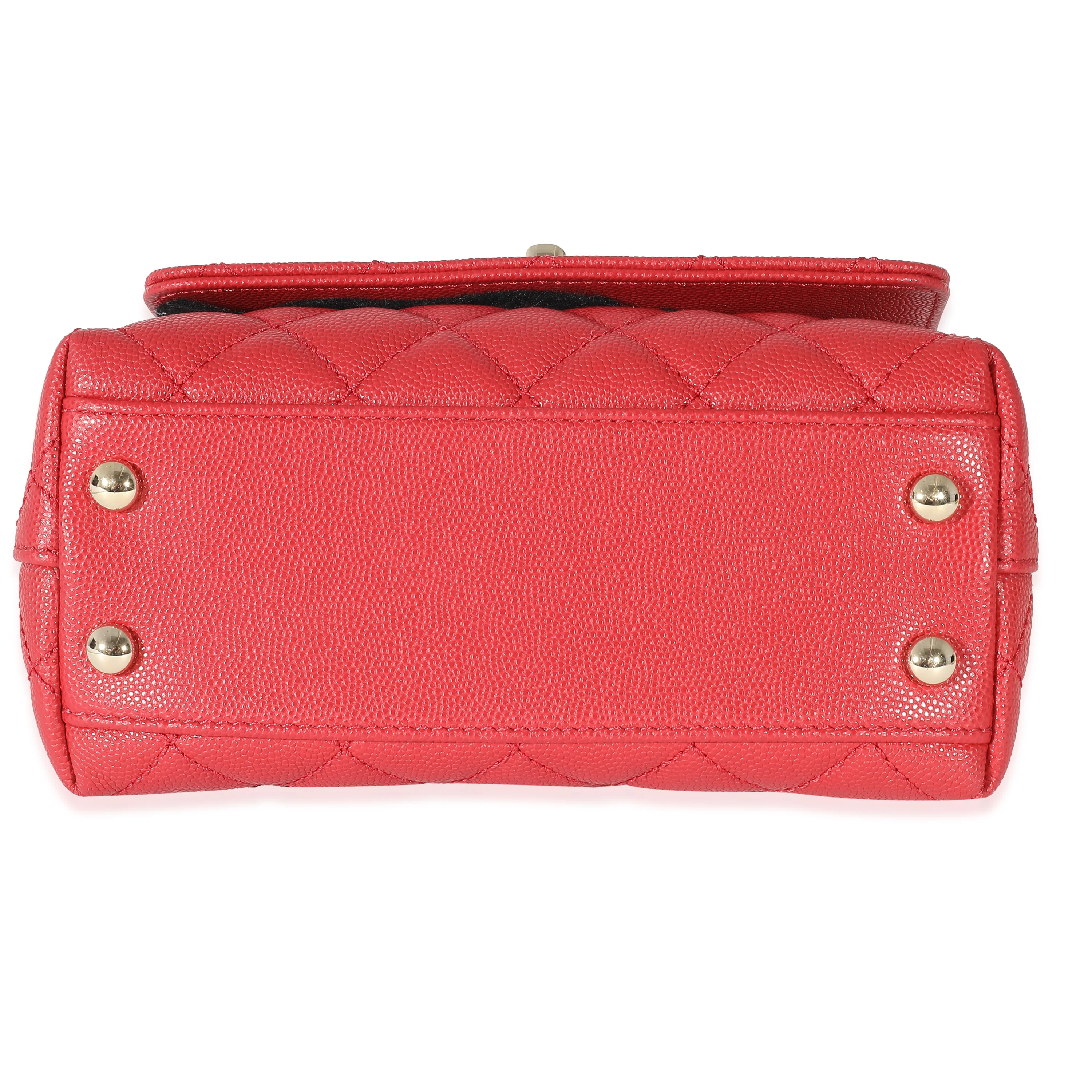 Chanel Lizard Red Quilted Caviar Extra Mini CC Top Handle Bag - Image 4