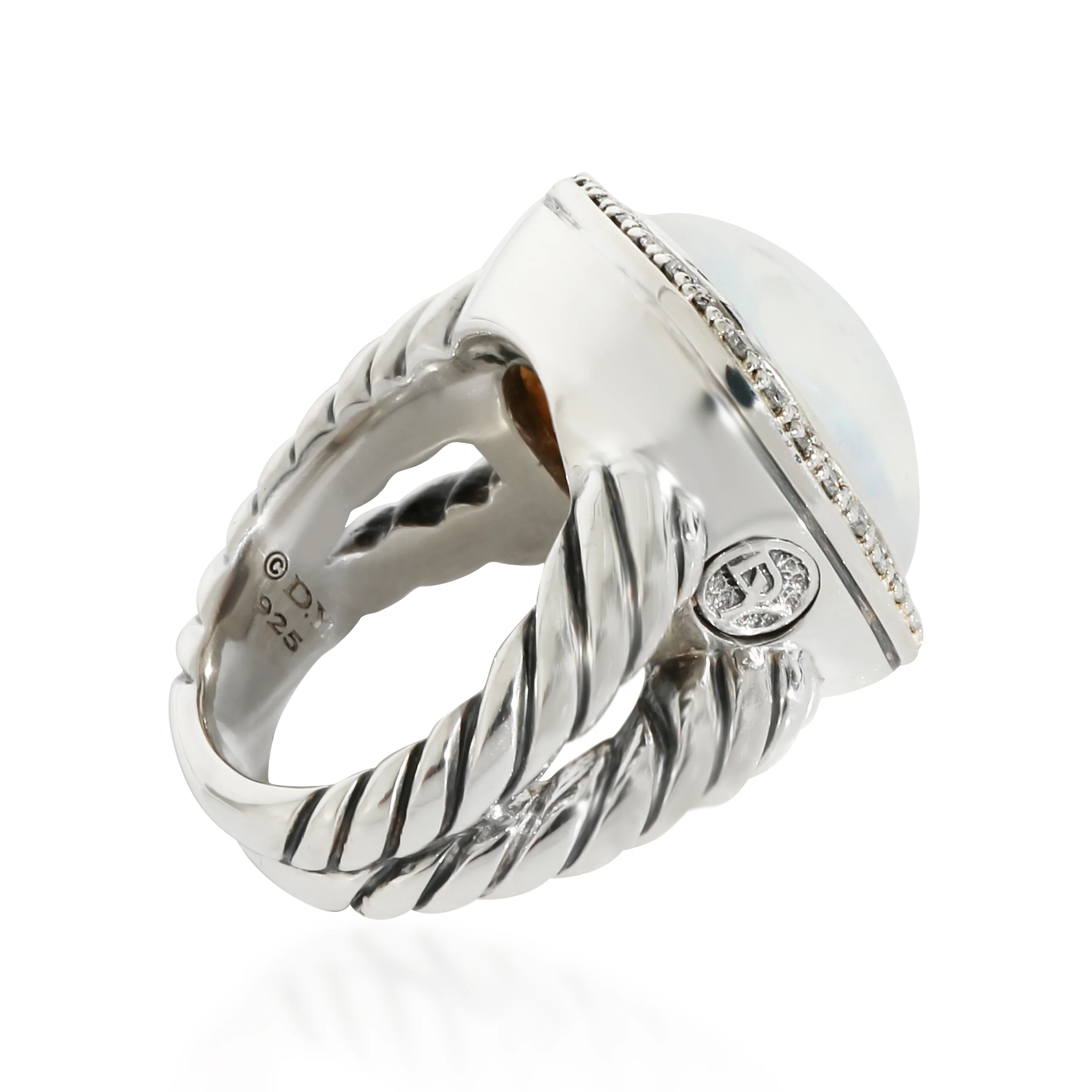 David Yurman Albion Moon Quartz & Diamond Ring in Sterling Silver 0.34 CTW - Image 3