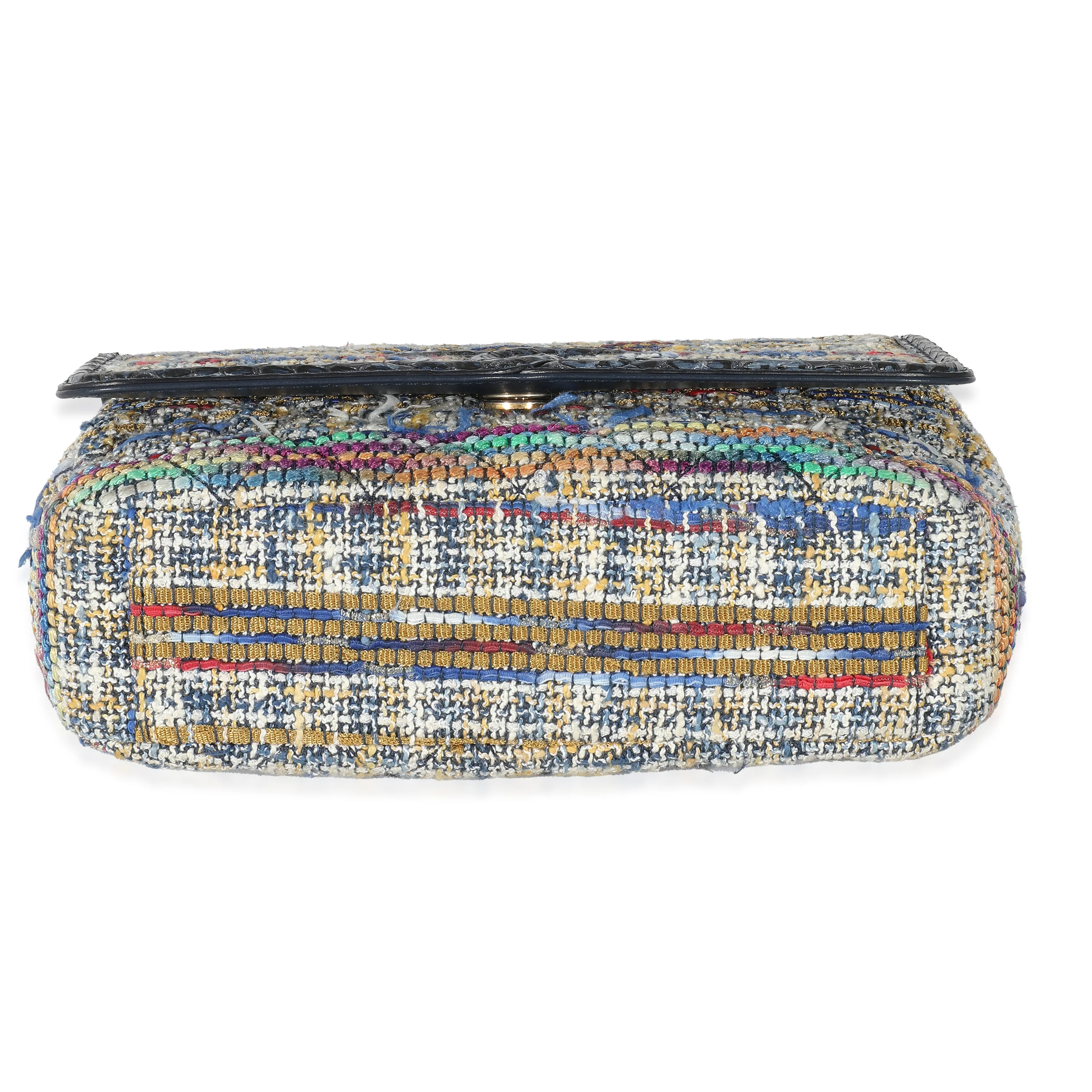 ChanelĀ Multicolour Tweed Navy Python Small Filigree Flap Bag - Image 5