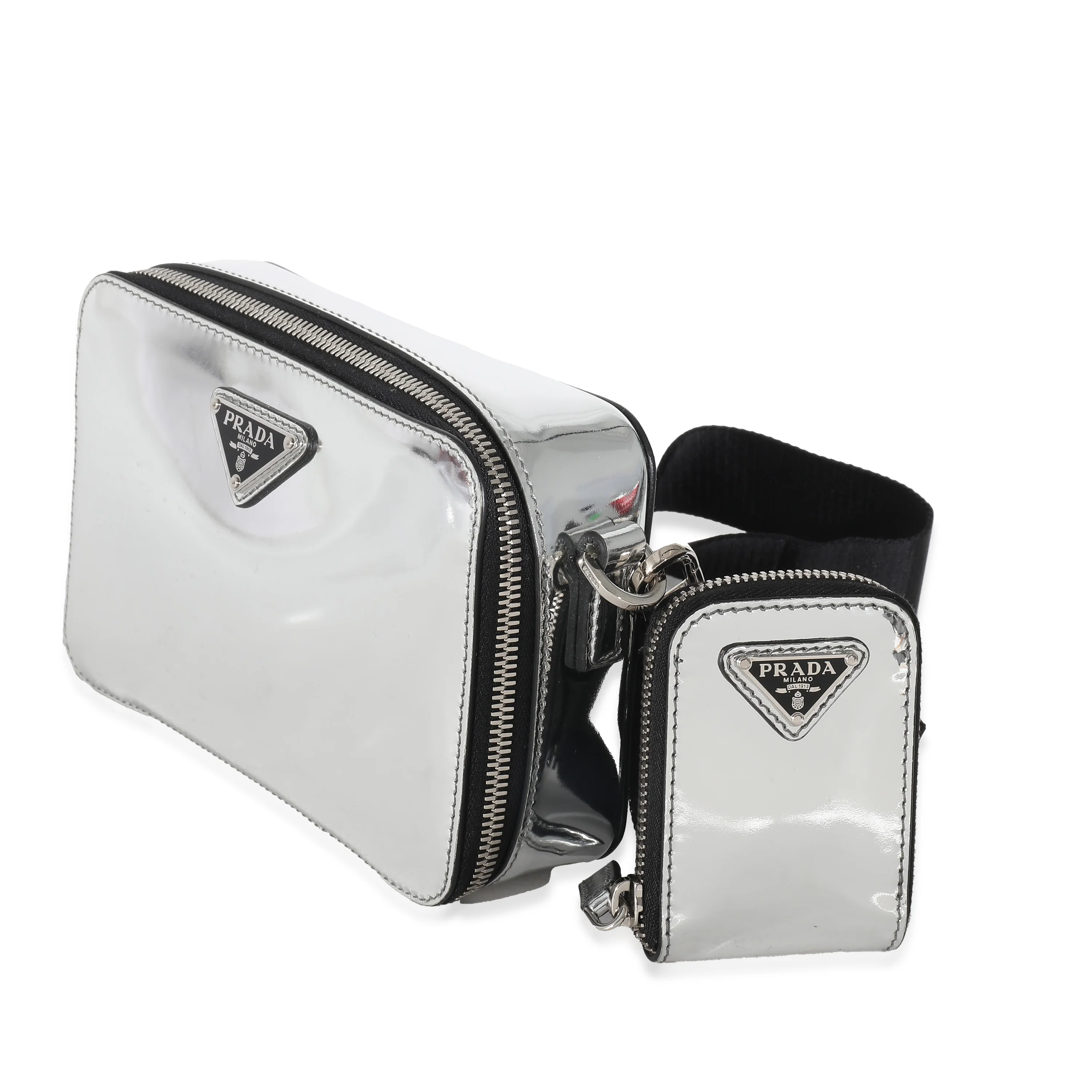 Metallic Silver Spazzolato Brique Crossbody - Image 2