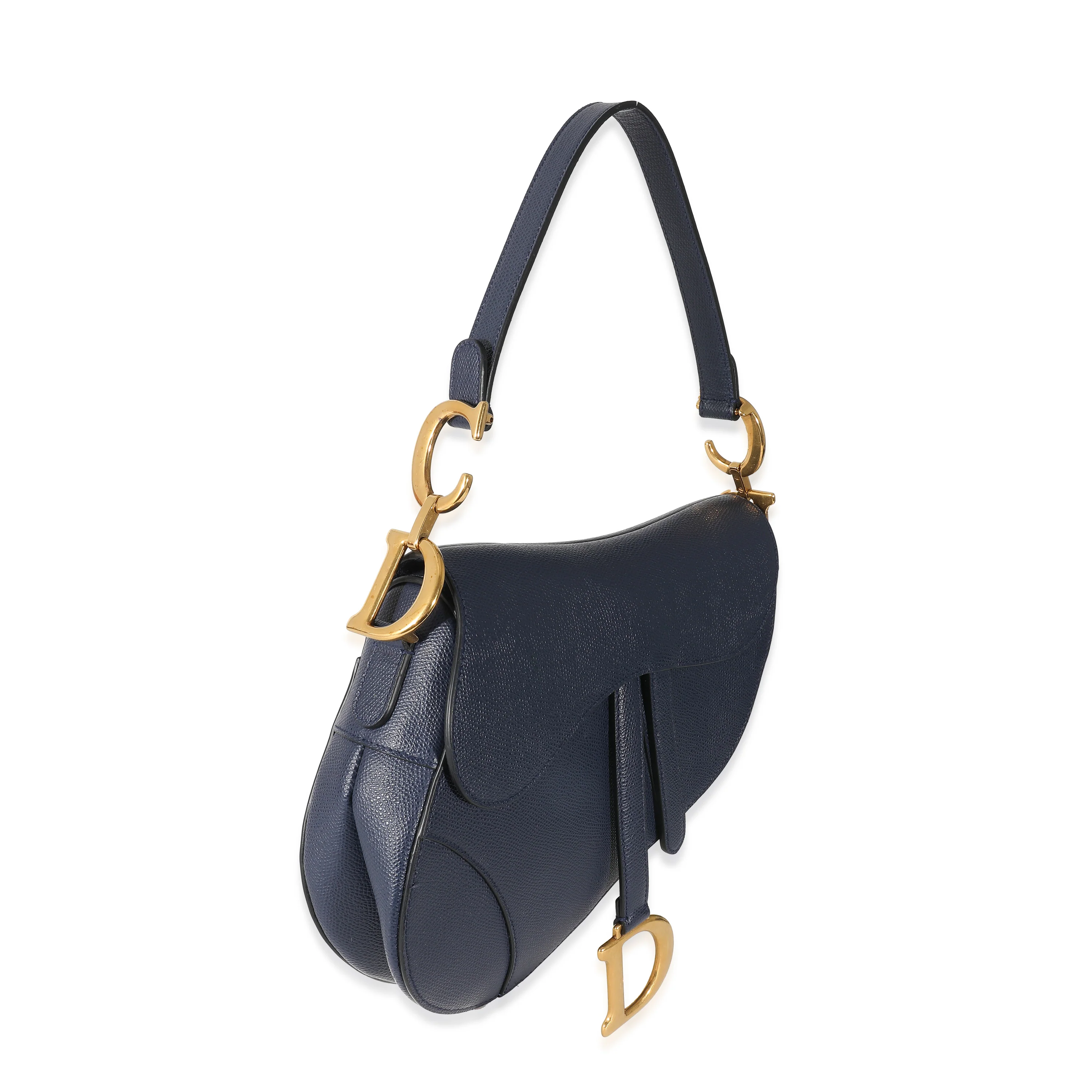 Christian Dior Navy Grained Calfskin Saddle Bag - Image 3
