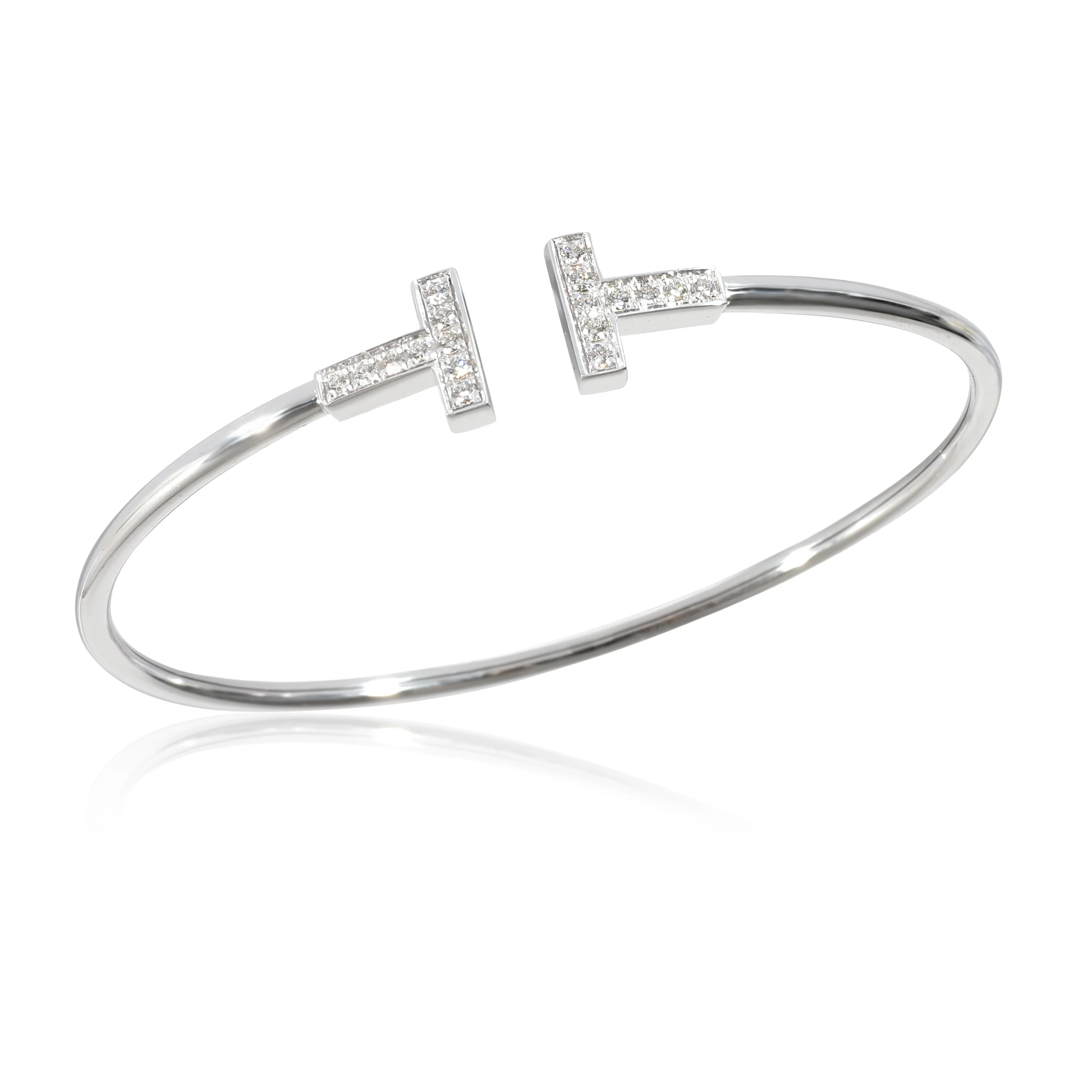 Tiffany & Co. Tiffany T Diamond Bracelet in 18k White Gold 0.74 CTW - Image 3