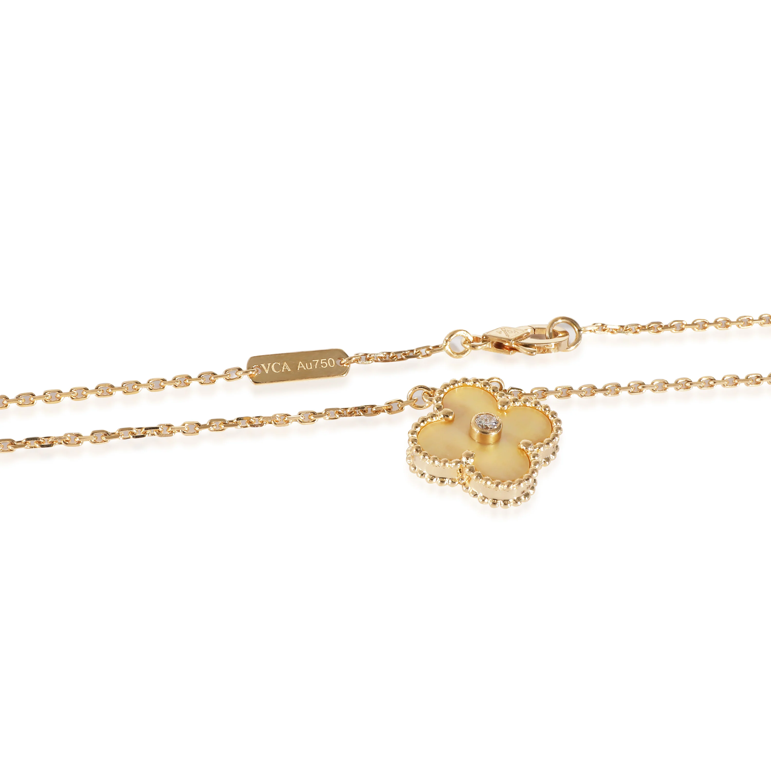 Van Cleef & Arpels Alhambra Golden Mother Of Pearl Pendant in 18K Yellow Gold - Image 4
