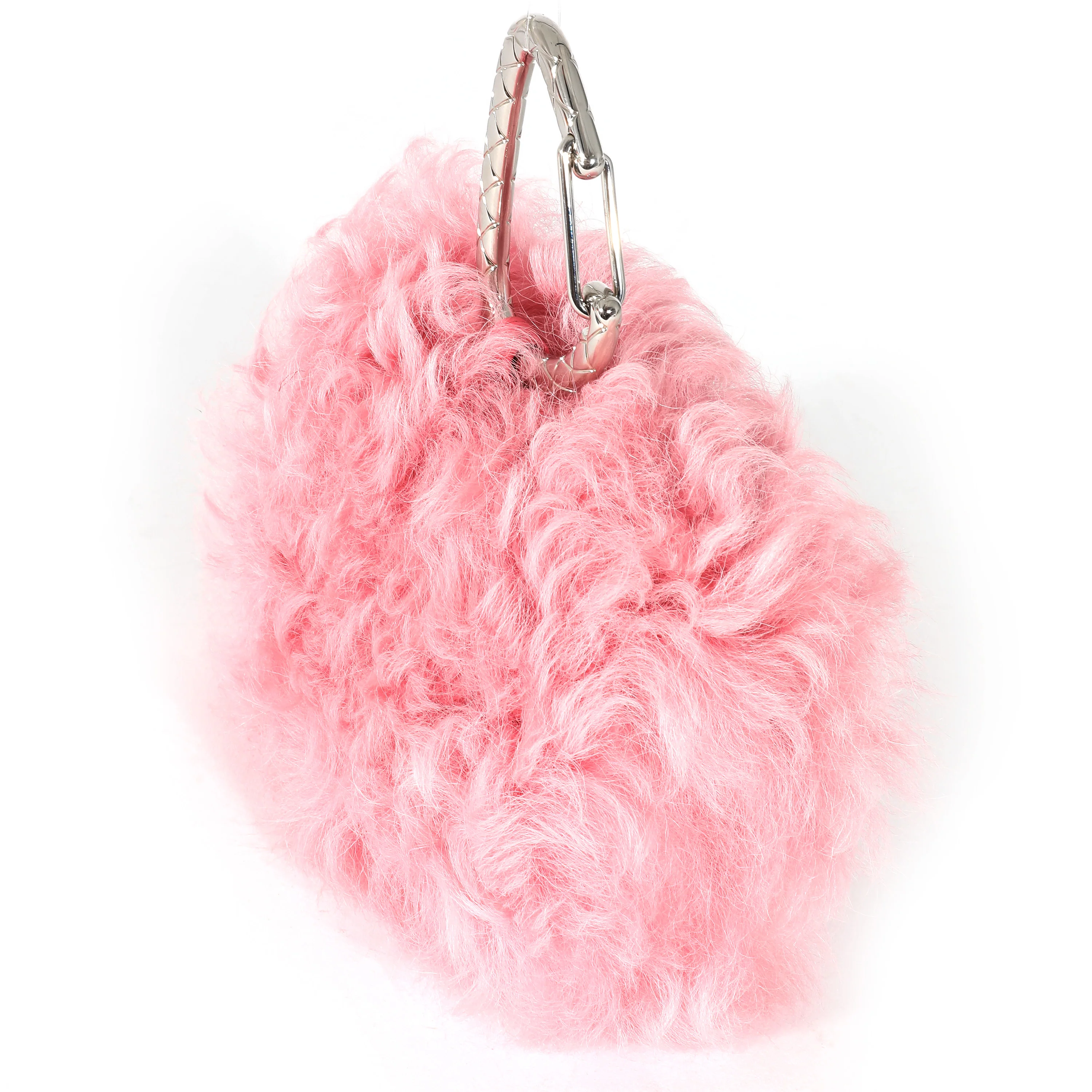 Pink Shearling Lambskin Jewel Hook Card Holder - Image 2