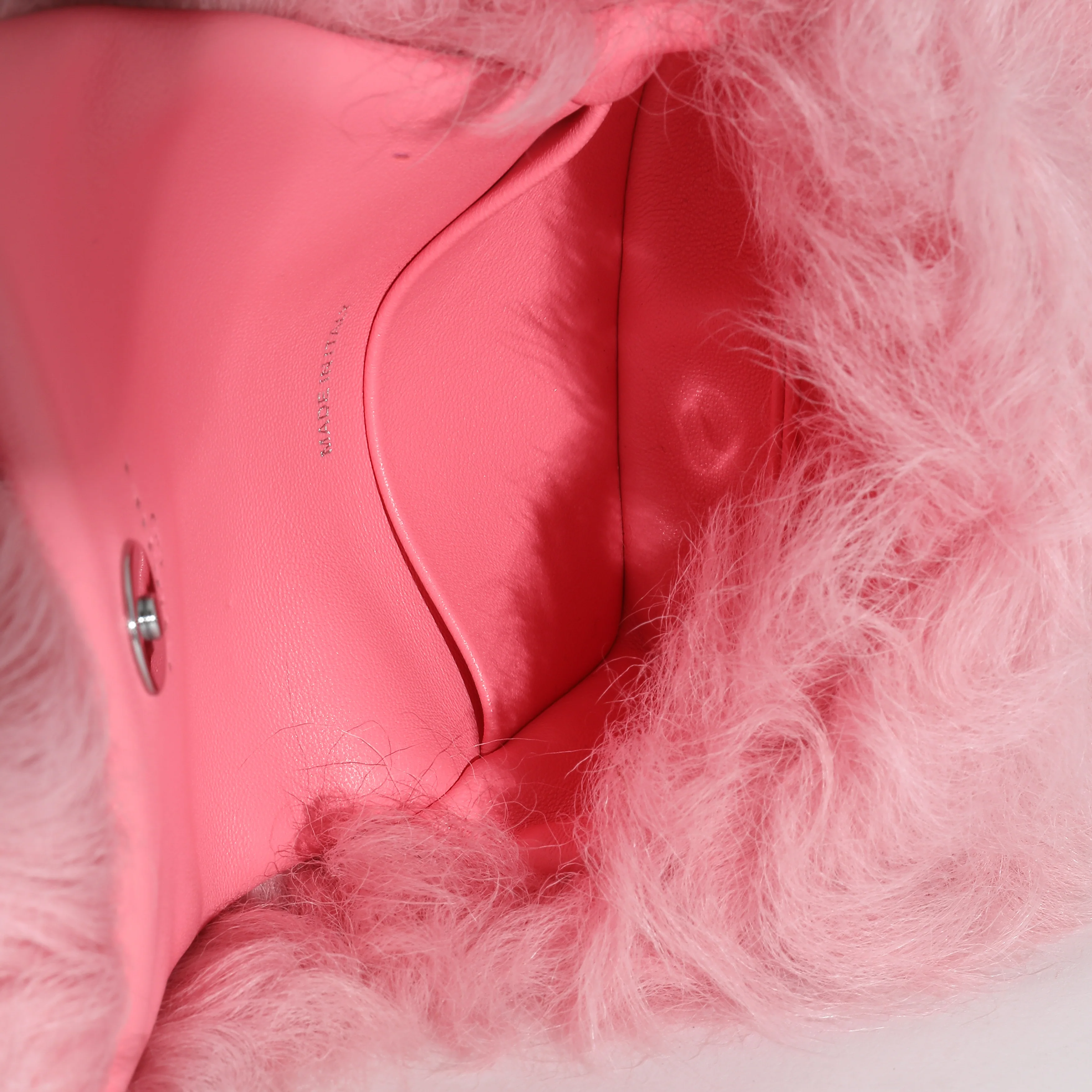 Pink Shearling Lambskin Jewel Hook Card Holder - Image 9