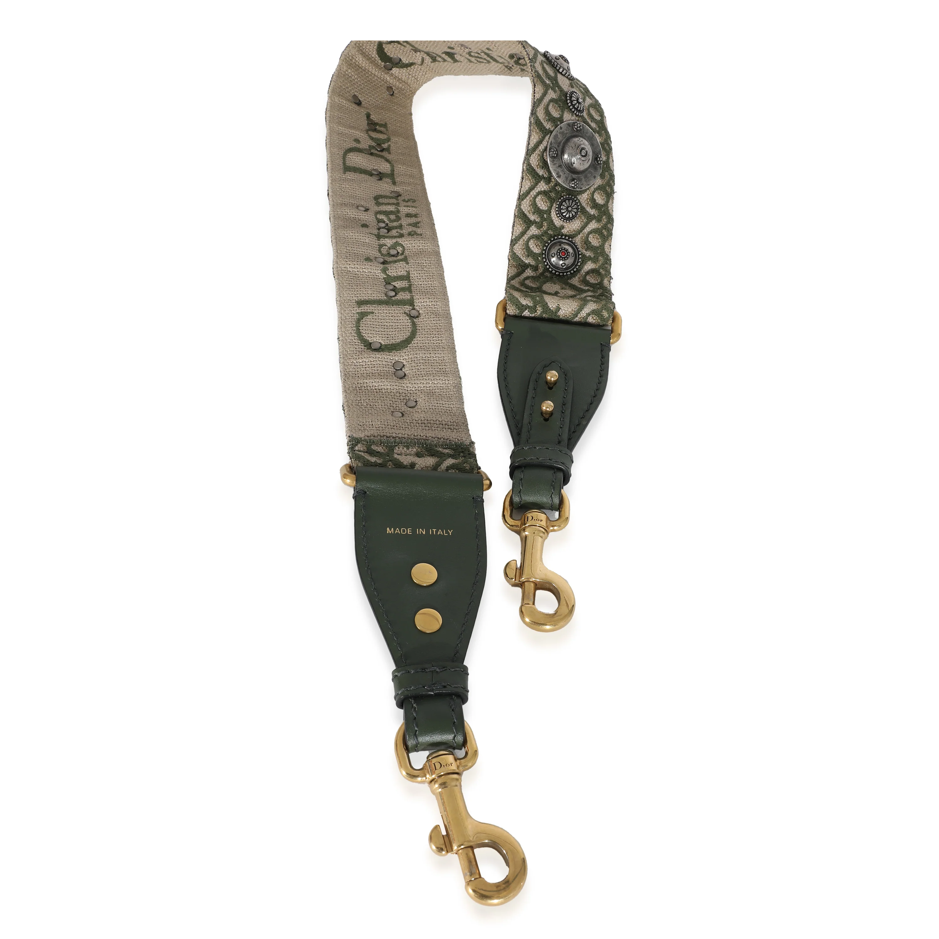 Green Canvas Oblique Studded Bohemian Shoulder Strap - Image 3