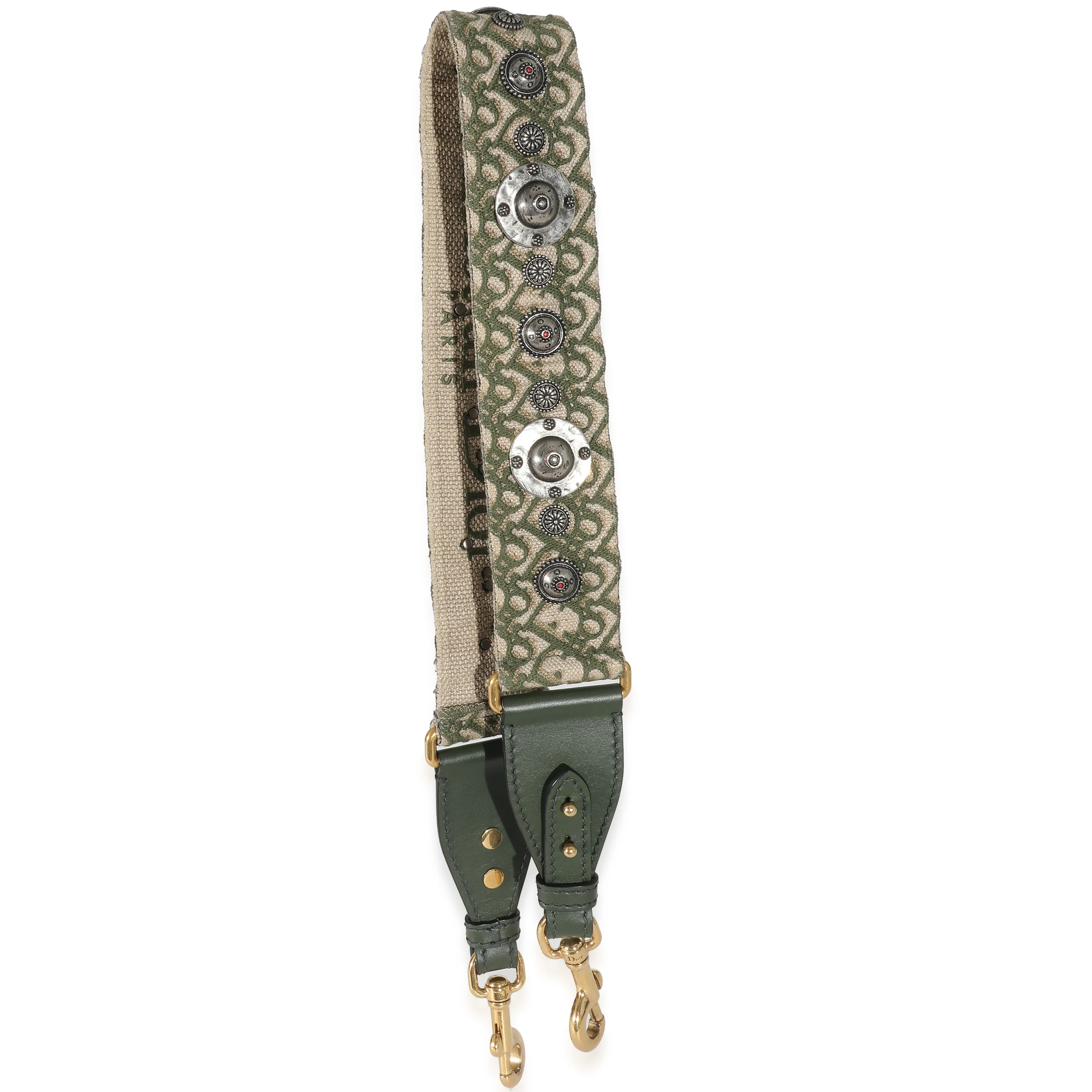 Green Canvas Oblique Studded Bohemian Shoulder Strap - Image 4