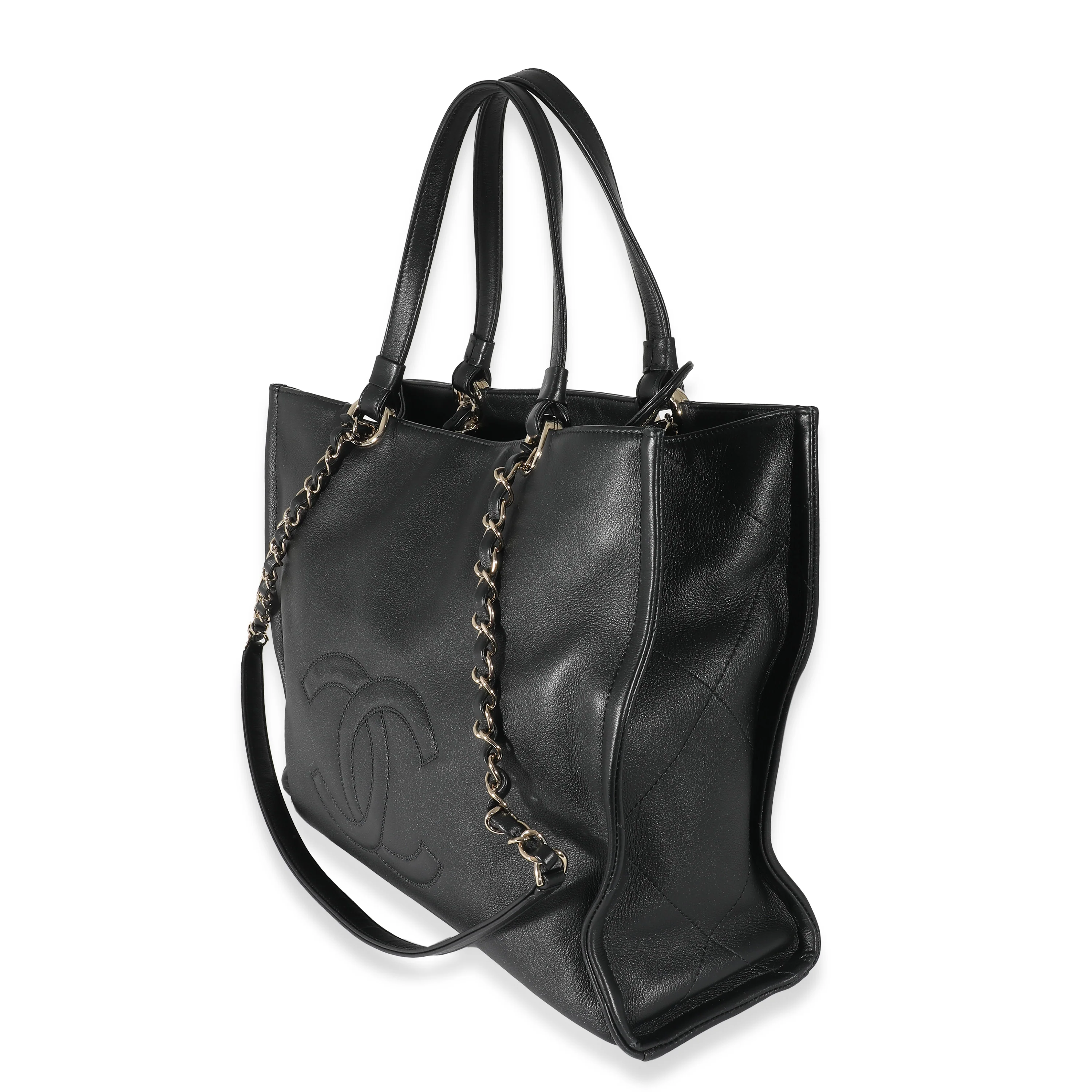 Chanel Black Calfskin CC Zipped Shopping Tote - Image 2