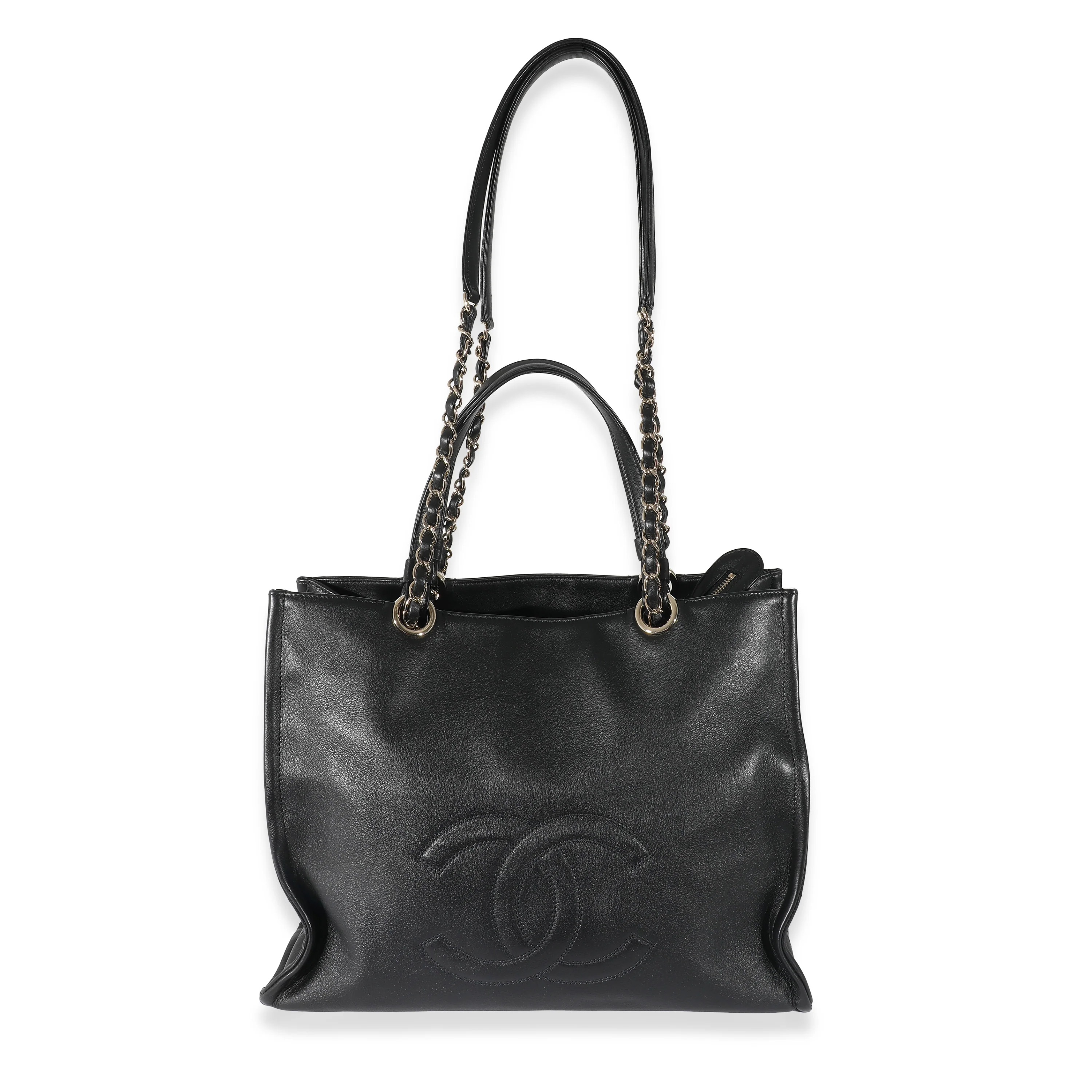Chanel Black Calfskin CC Zipped Shopping Tote - Image 4