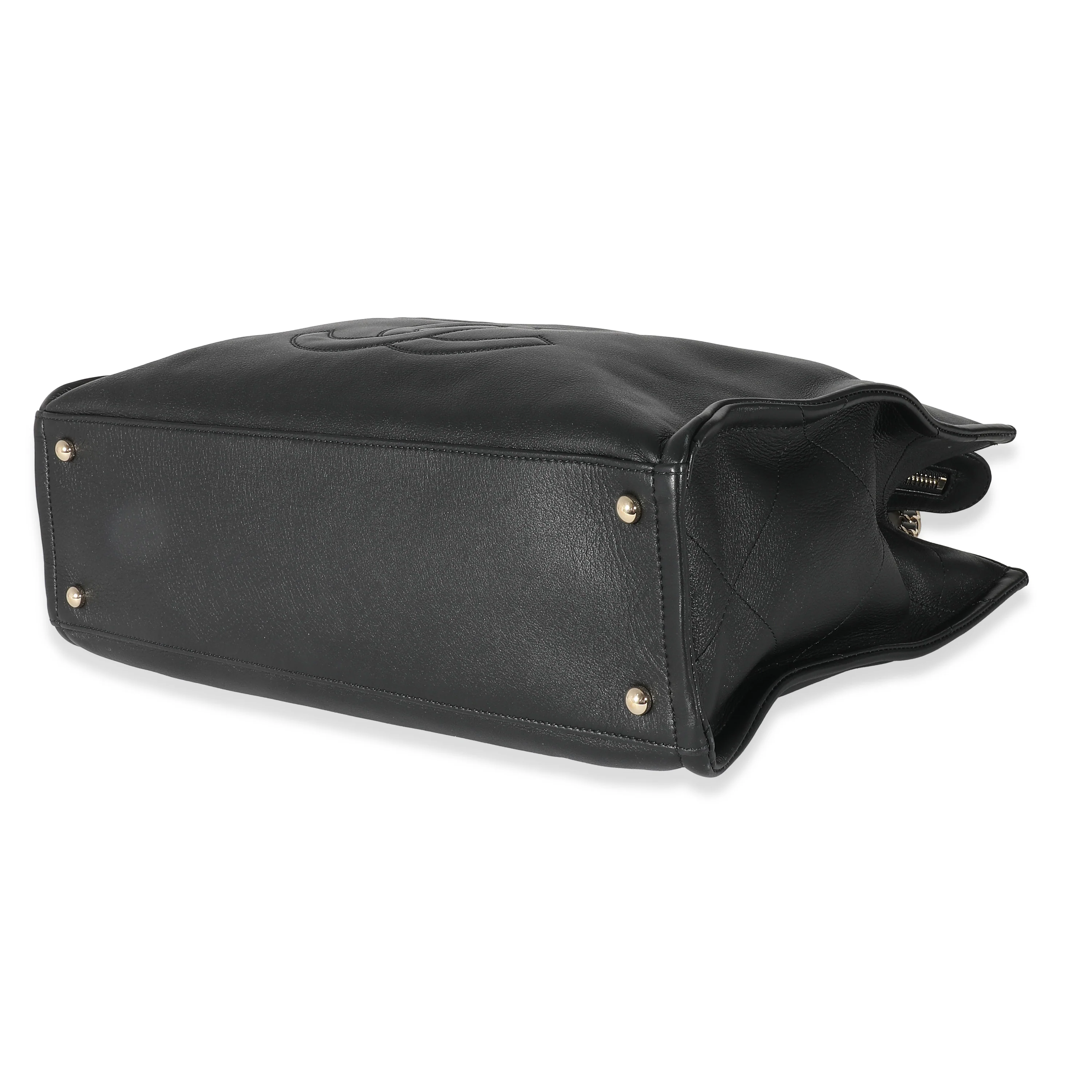 Chanel Black Calfskin CC Zipped Shopping Tote - Image 7