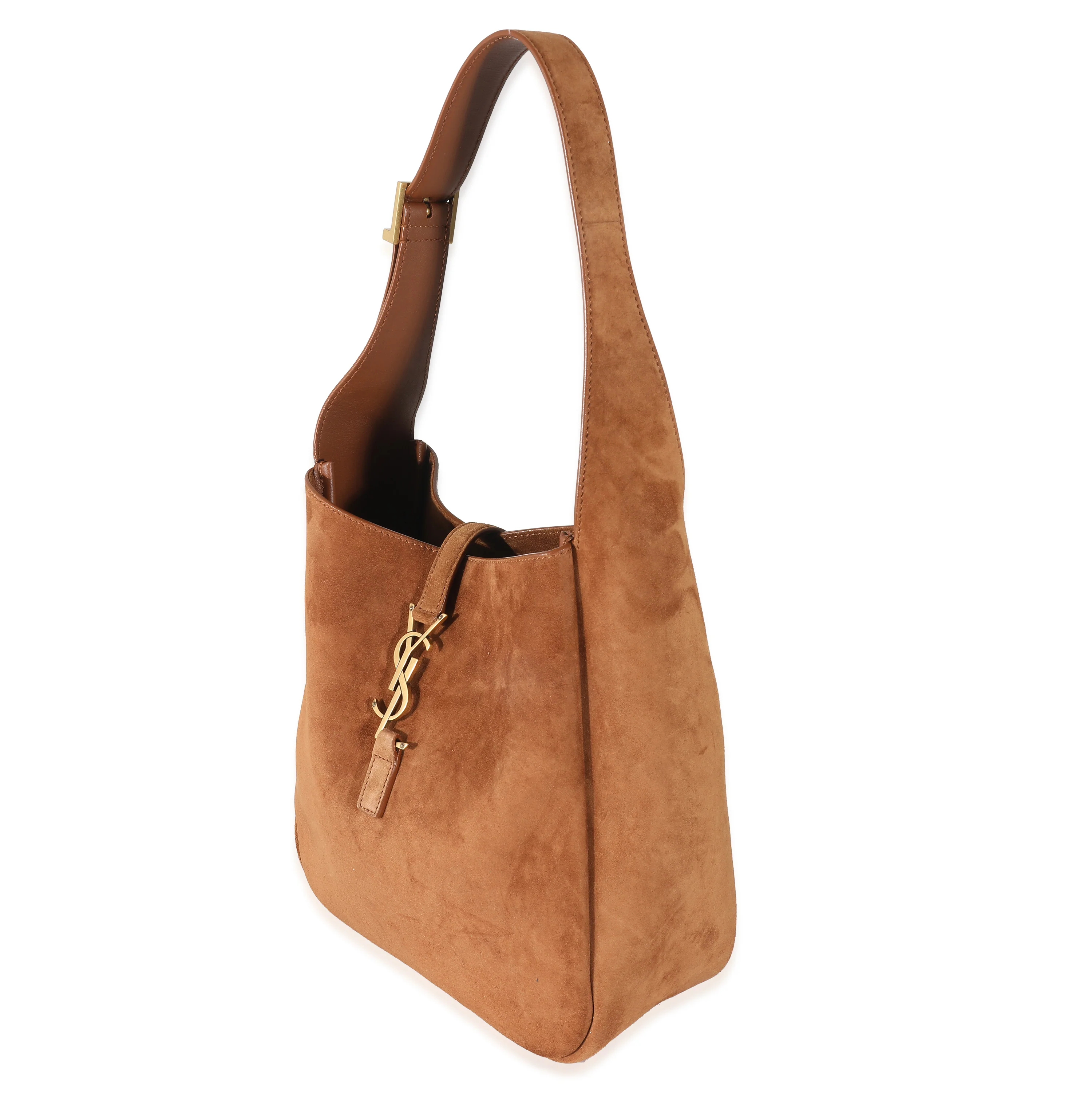Saint Laurent Brown Camel Suede Supple Small Le 5 à 7 Hobo - Image 3