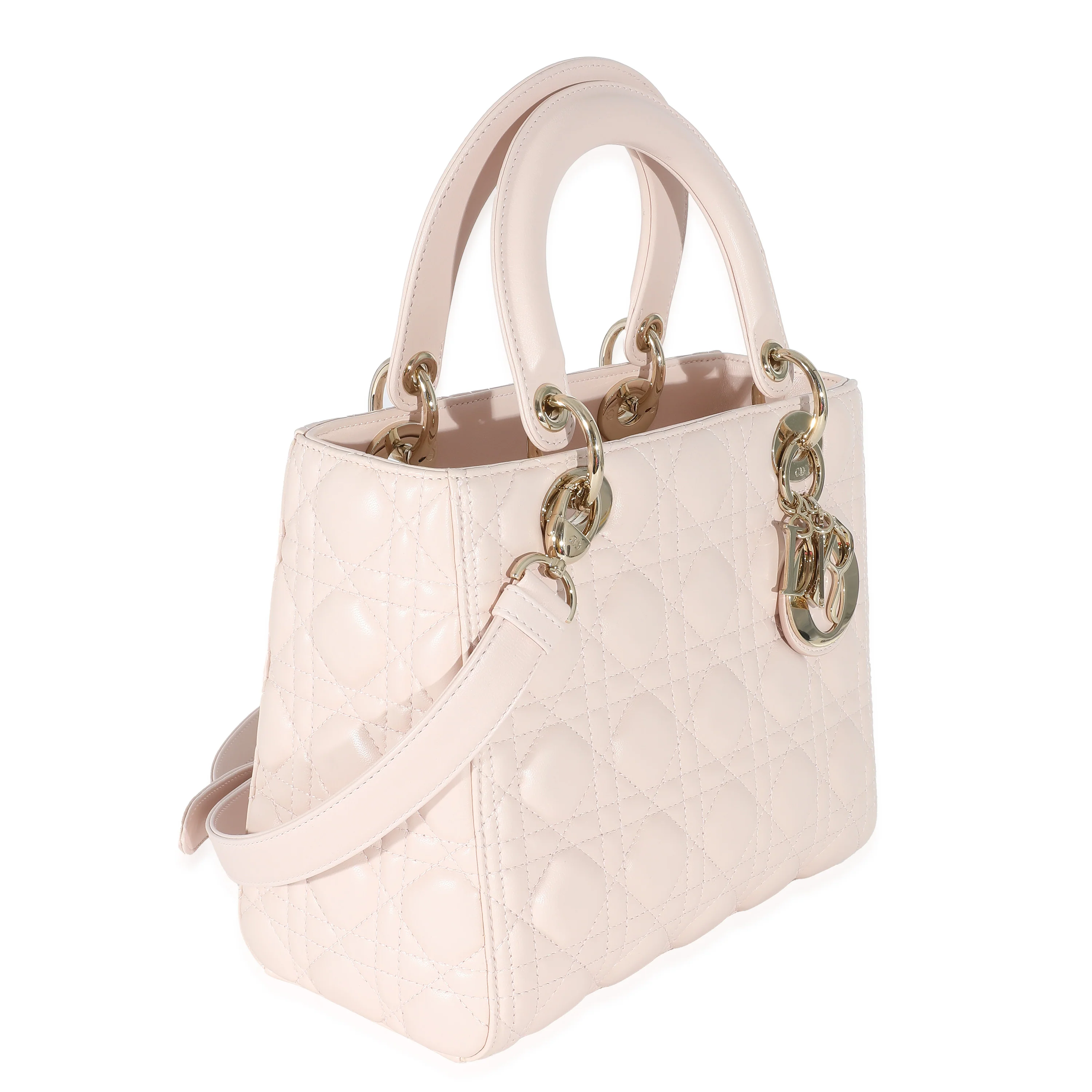 Christian Dior Powder Pink Lambskin Cannage Medium Lady Dior - Image 5