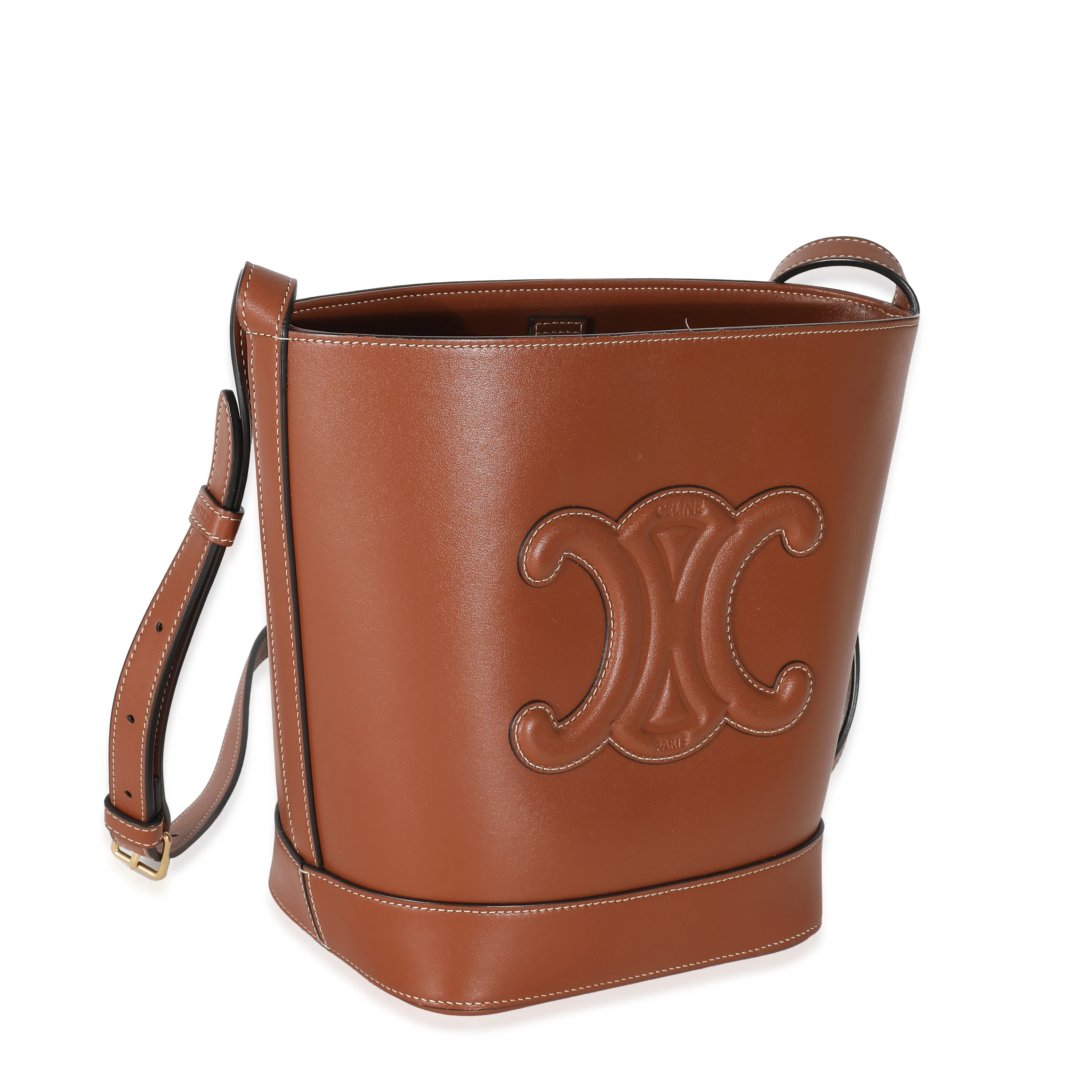 Celine Brown Smooth Cuir Triomphe Small Bucket Bag - Image 3