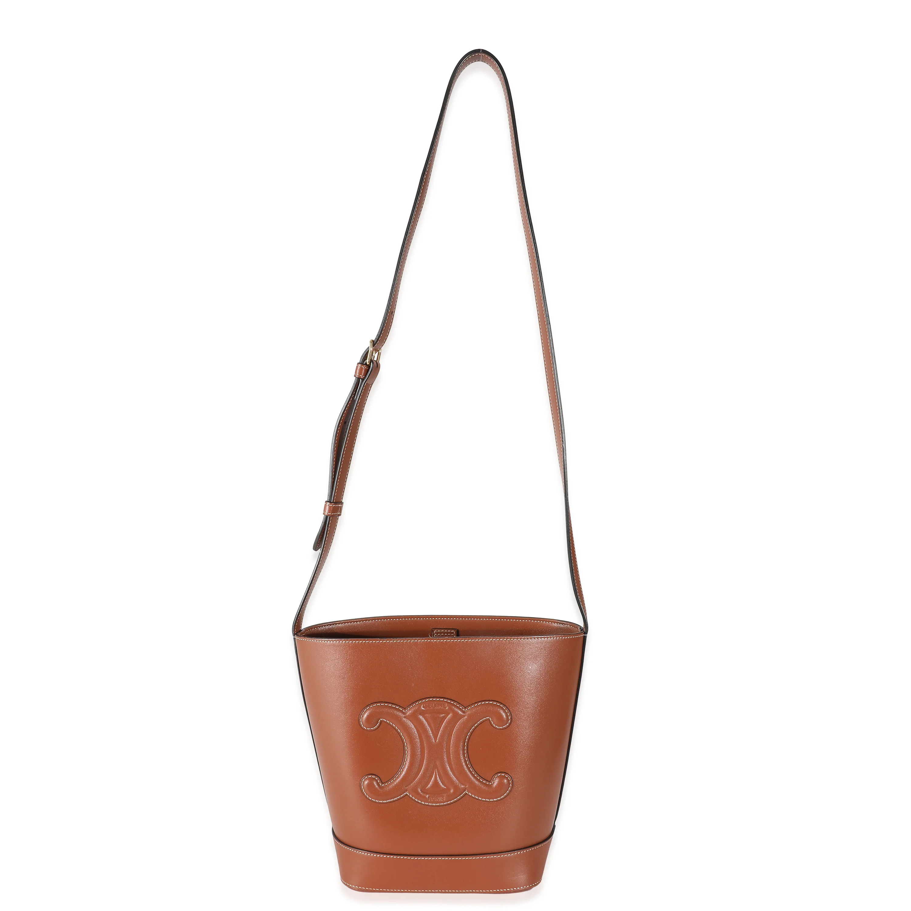 Celine Brown Smooth Cuir Triomphe Small Bucket Bag - Image 8