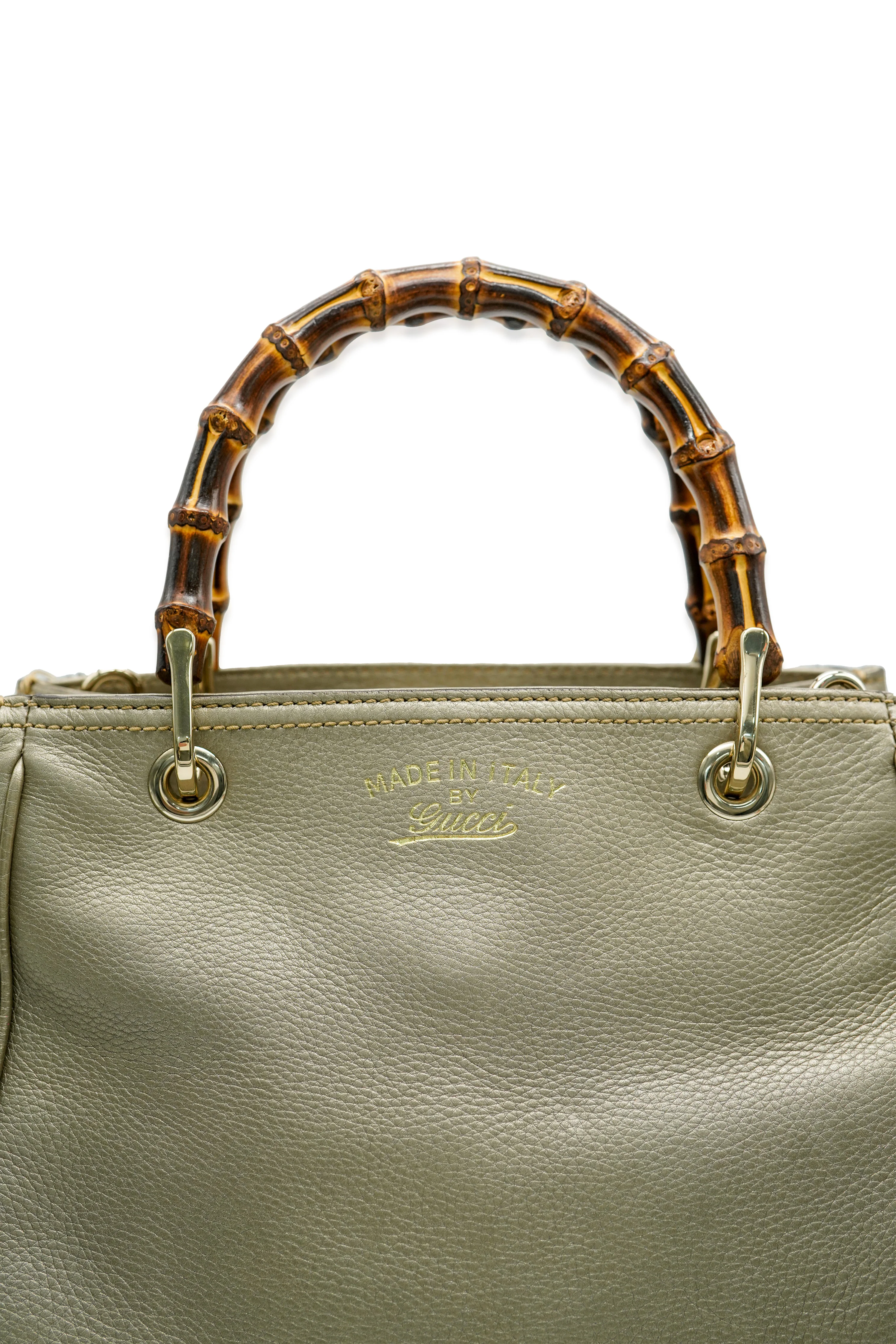 Gucci Gold Leather Small Bamboo Shopper Tote - Image 12