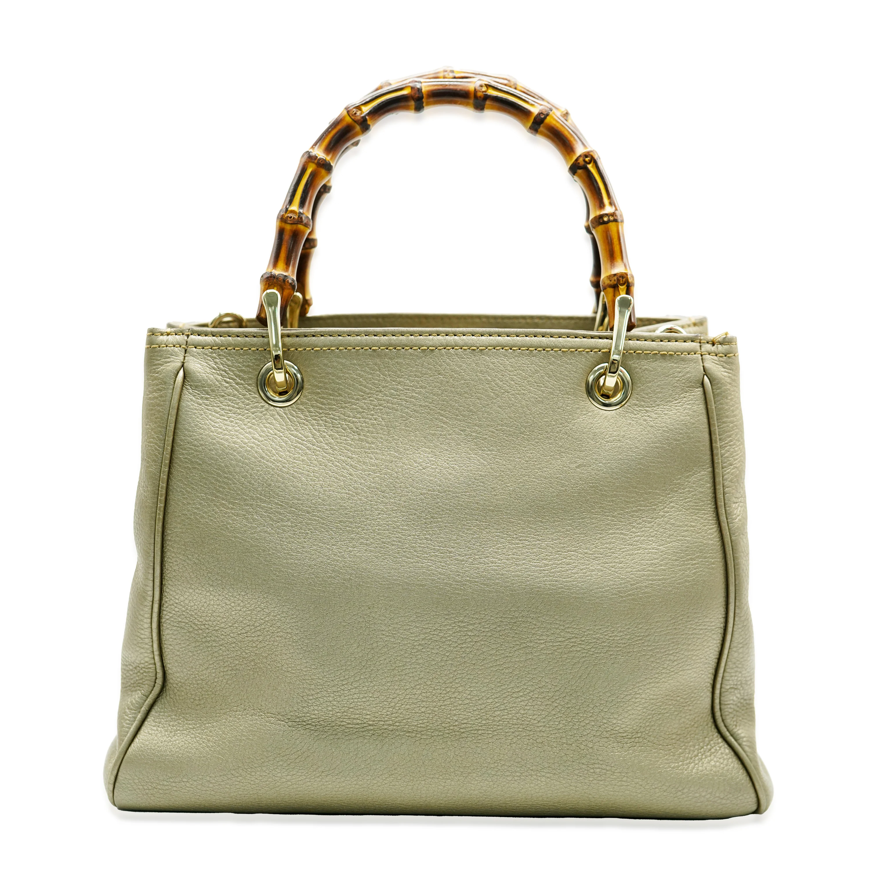 Gucci Gold Leather Small Bamboo Shopper Tote - Image 8