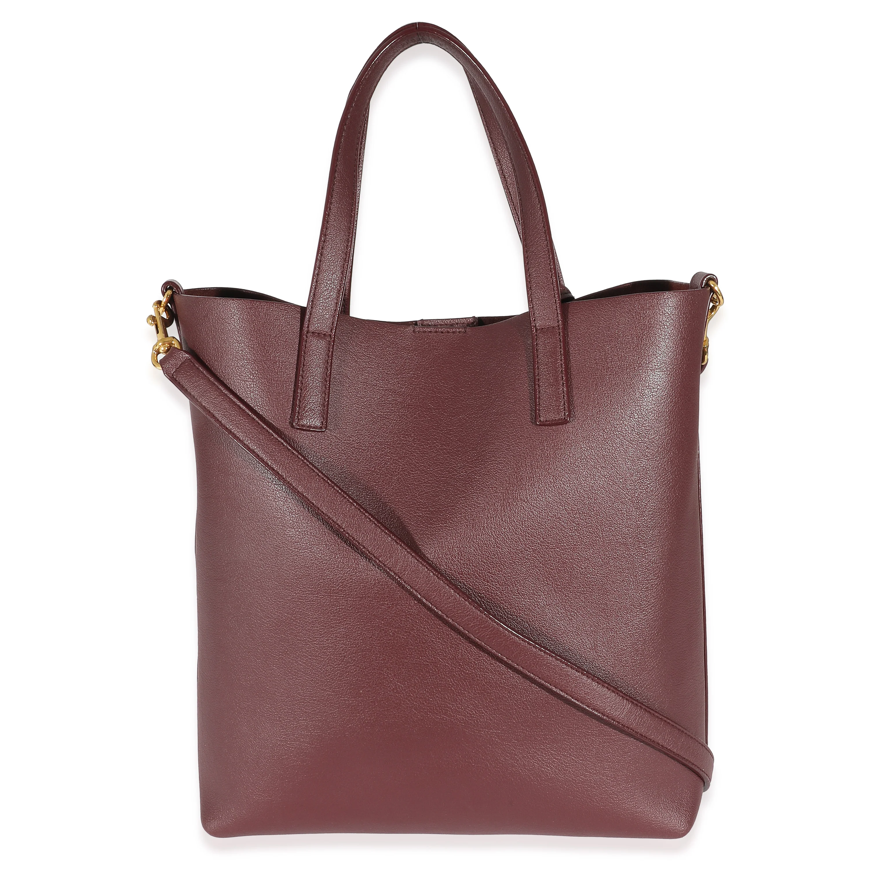Saint Laurent Burgundy Calfskin Toy N/S Shopping Tote - Image 6