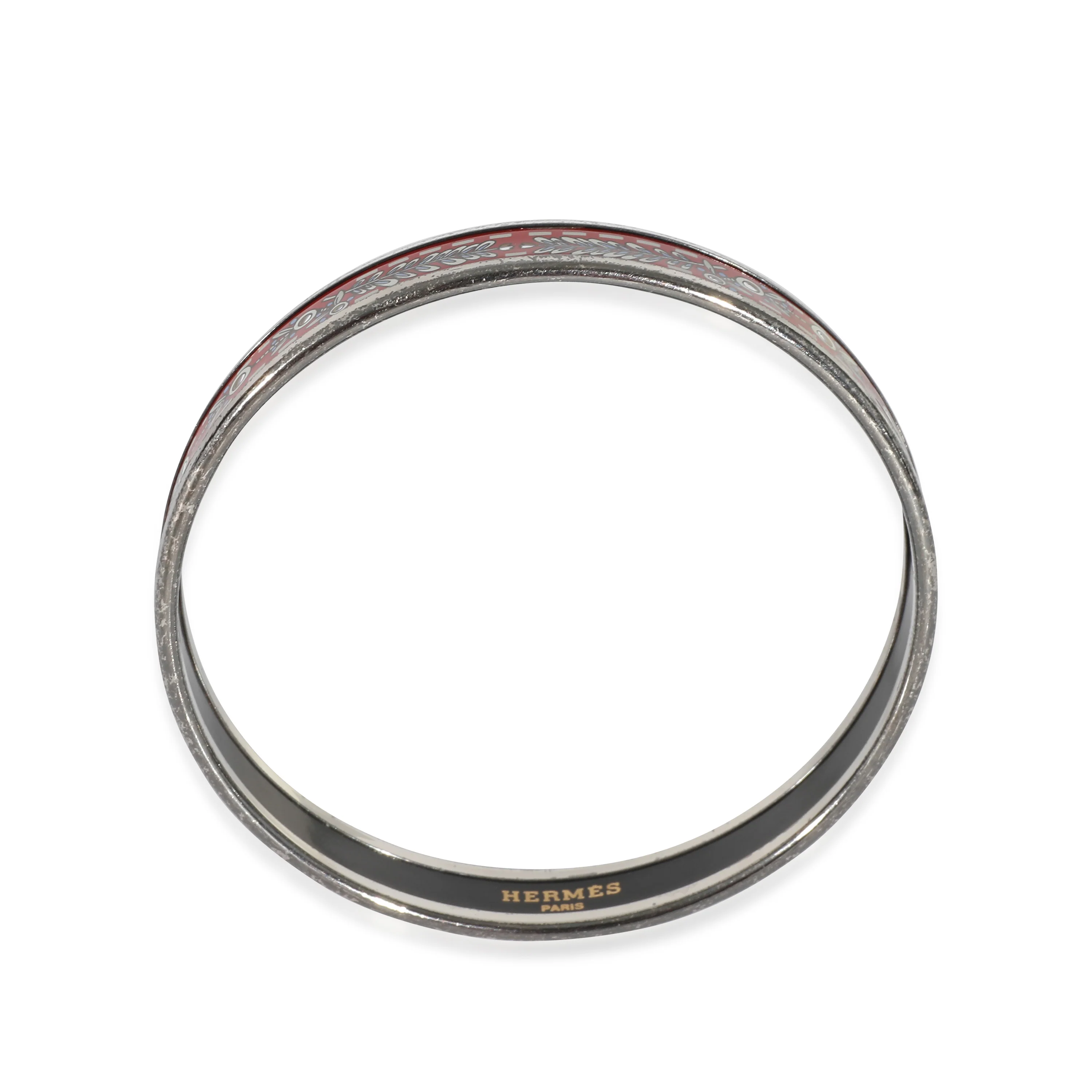 Hermès Red Enamel Palladium Narrow Bracelet 62 - Image 3