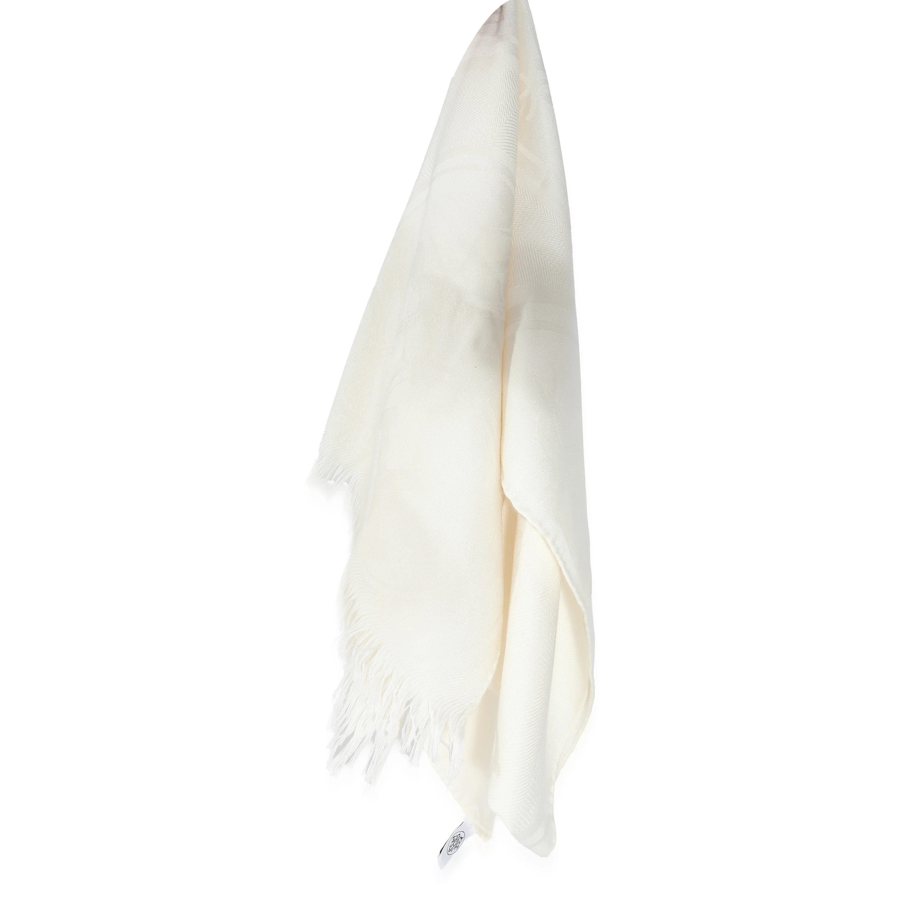 Hermès Ivory Cashmere Silk New Libris Stole - Image 3