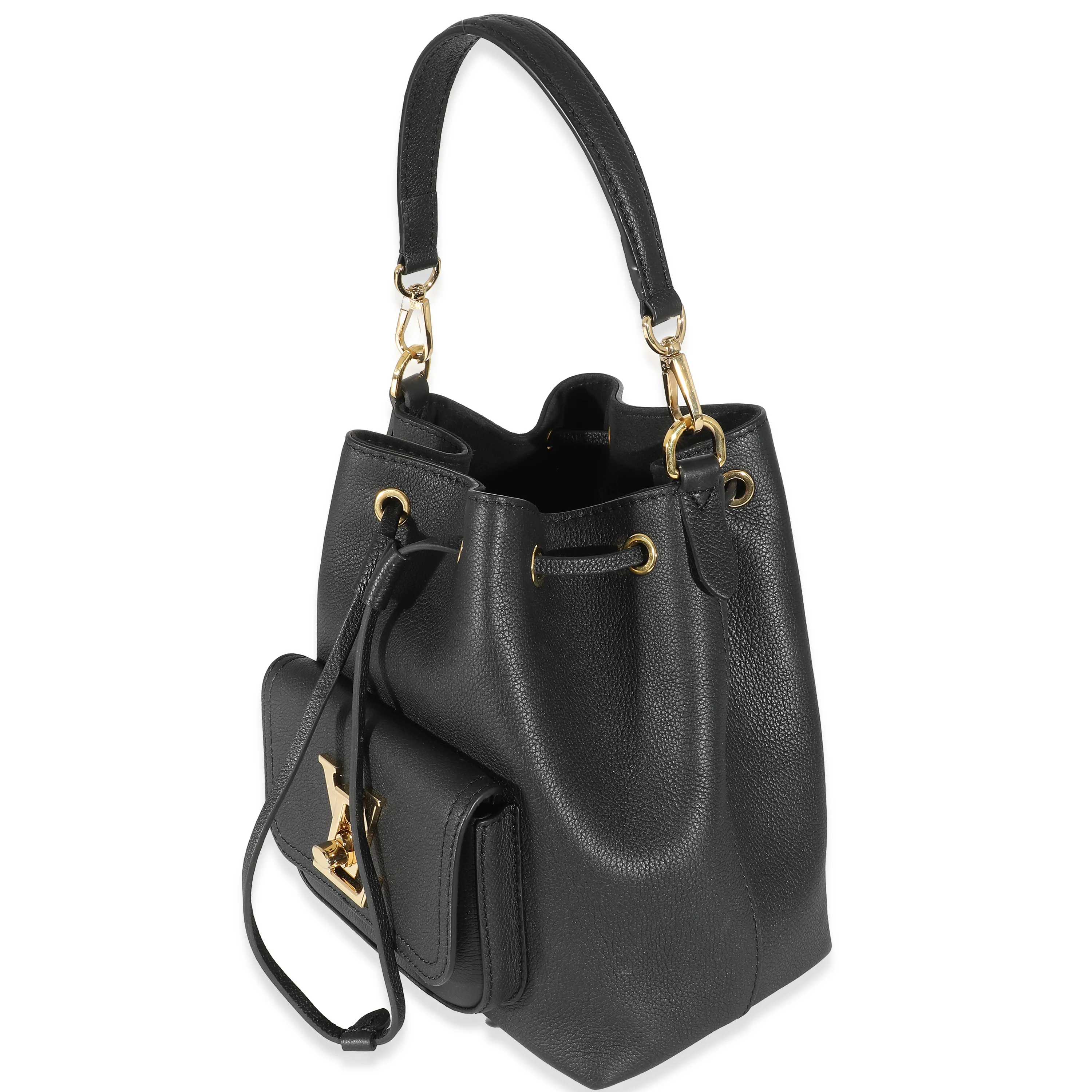 Louis Vuitton Black Calfskin Lockme Bucket MM - Image 2