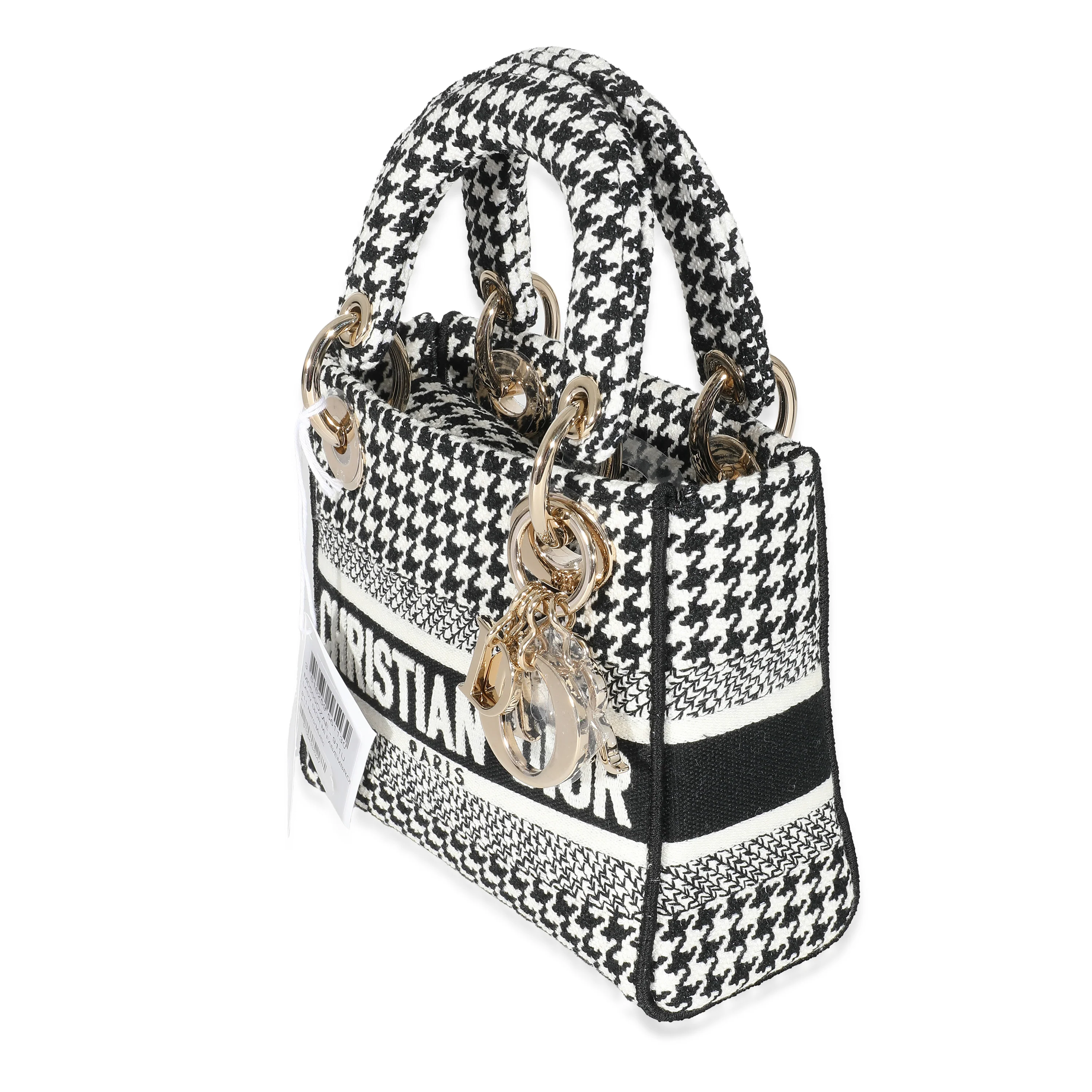 Christian Dior Black White Houndstooth Canvas Mini Lady D-Lite - Image 2