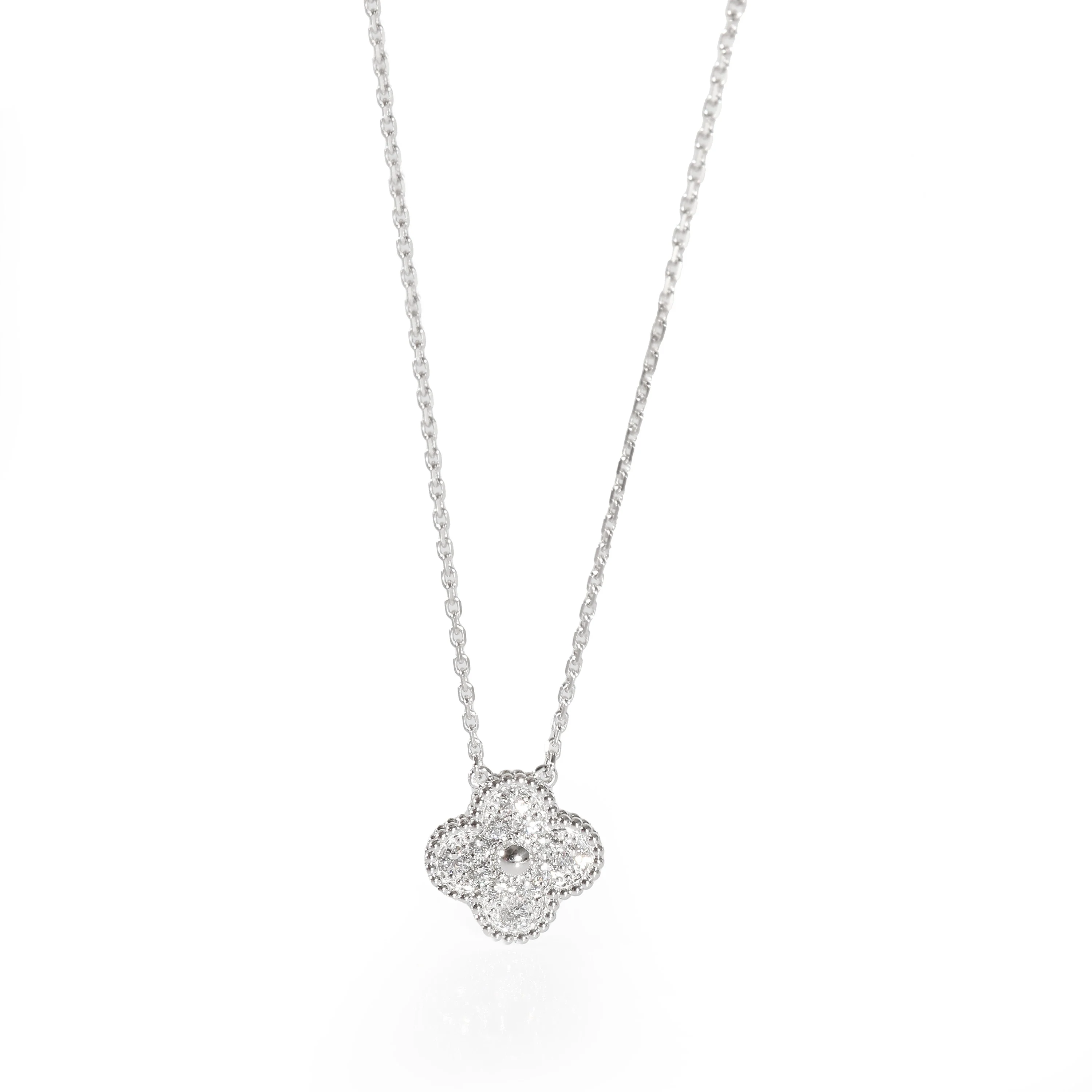Van Cleef & Arpels Alhambra Pendant in 18k White Gold 0.48 CTW