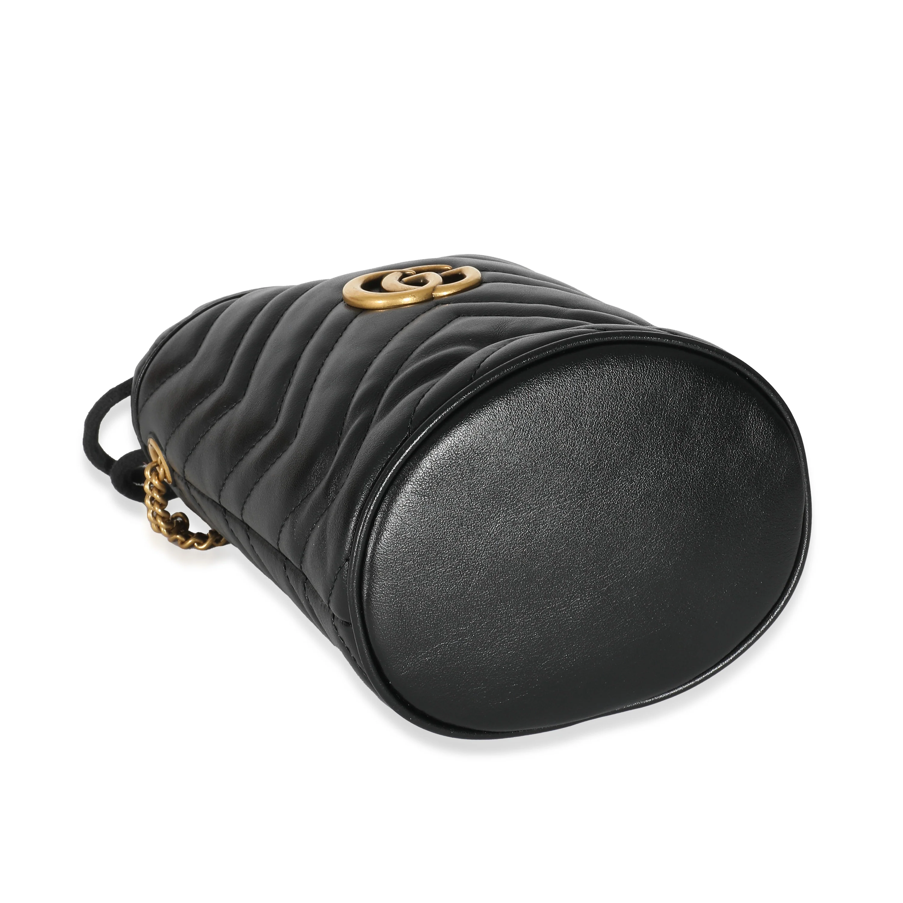 Gucci Black Calfskin Matelasse Mini GG Marmont 2.0 Bucket Bag - Image 2