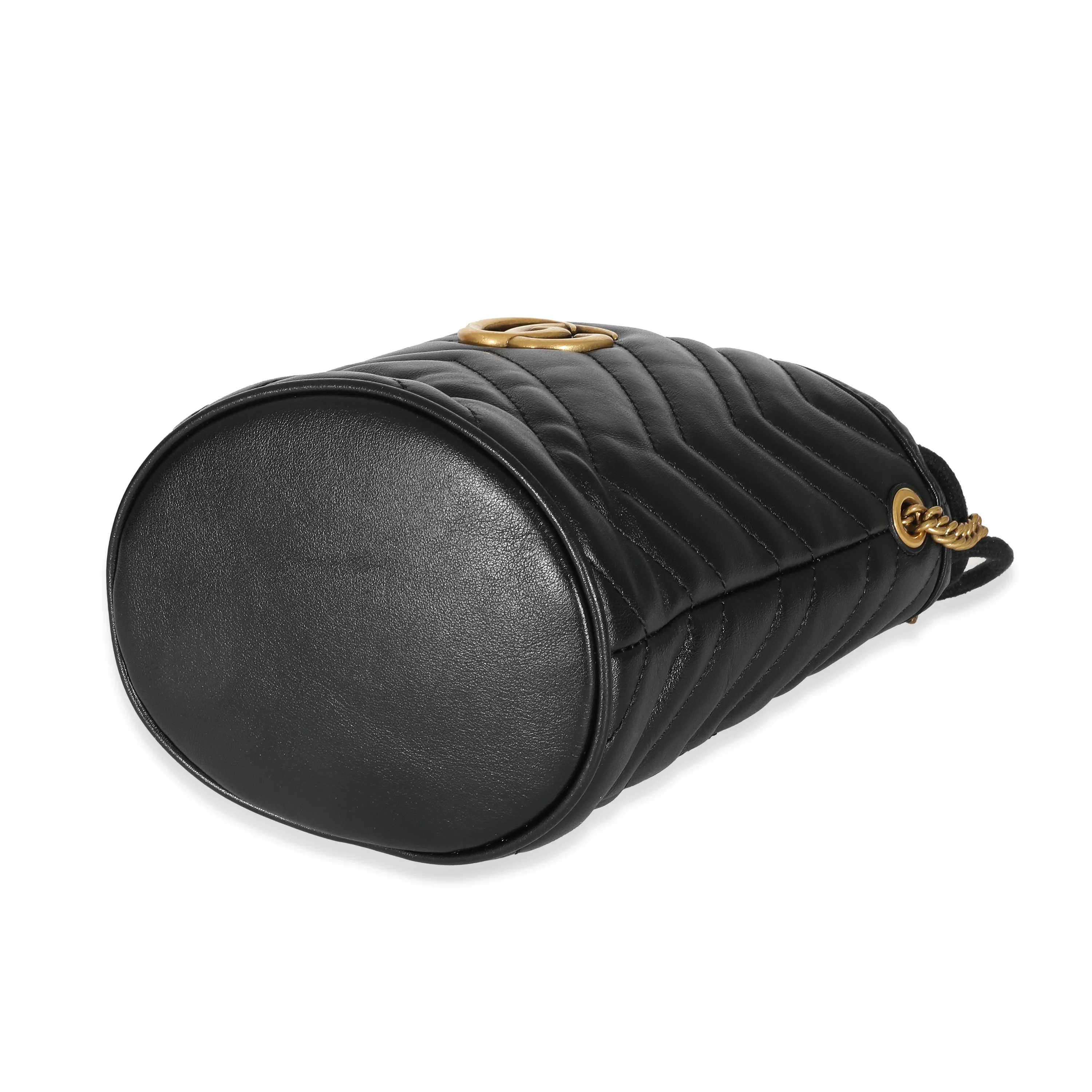 Gucci Black Calfskin Matelasse Mini GG Marmont 2.0 Bucket Bag - Image 3