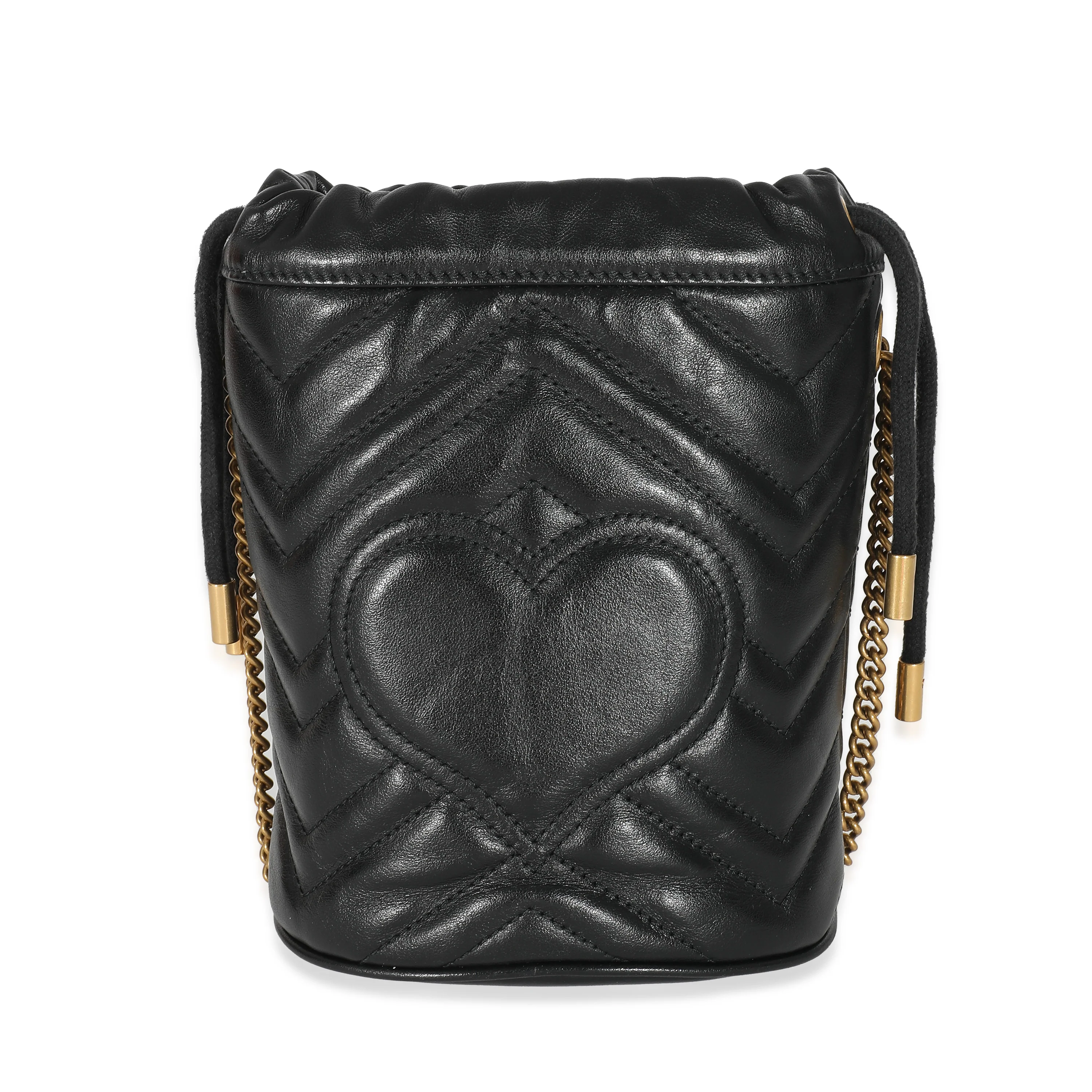 Gucci Black Calfskin Matelasse Mini GG Marmont 2.0 Bucket Bag - Image 4