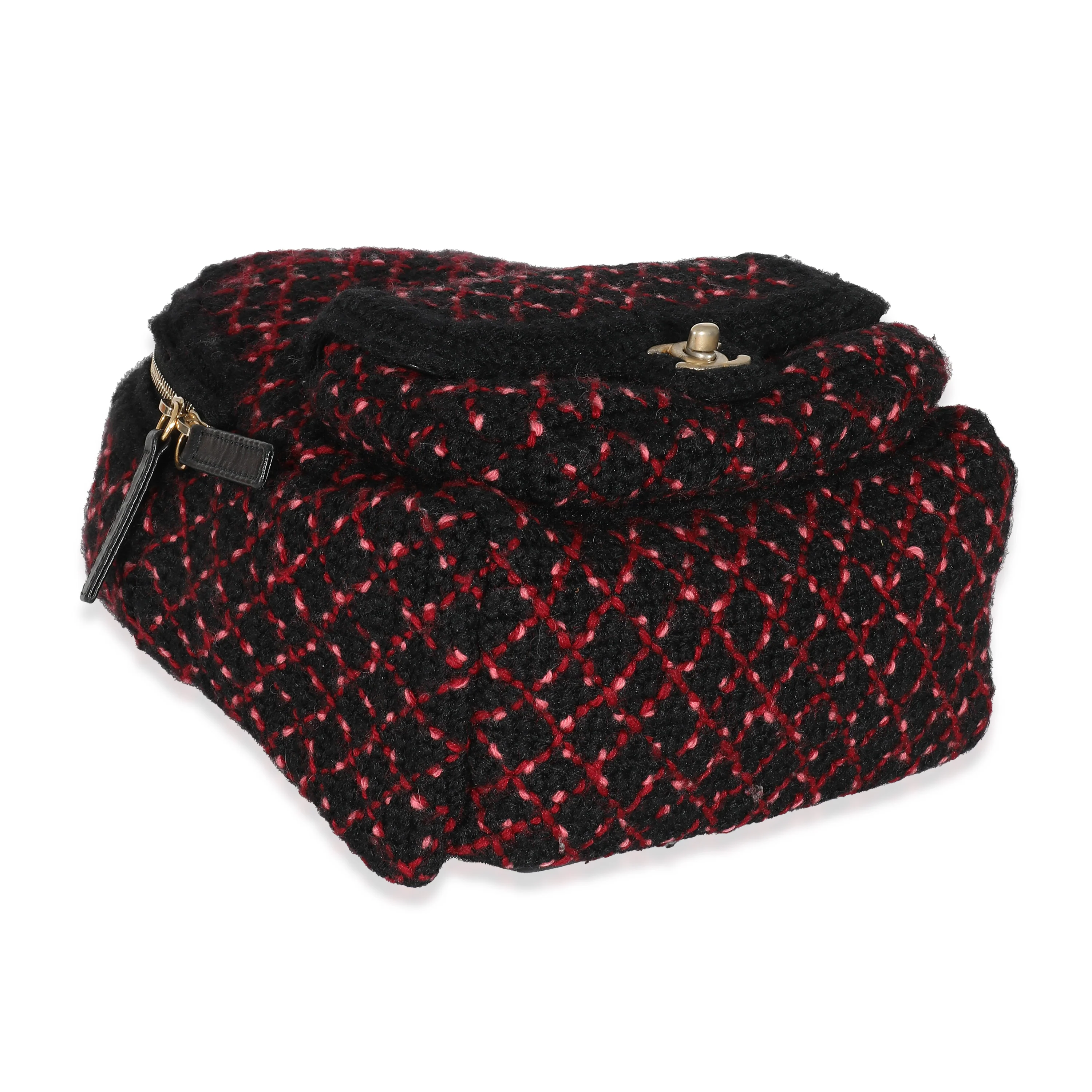 Chanel Pink Black Knit Tweed CC Mini Pocket Backpack - Image 5