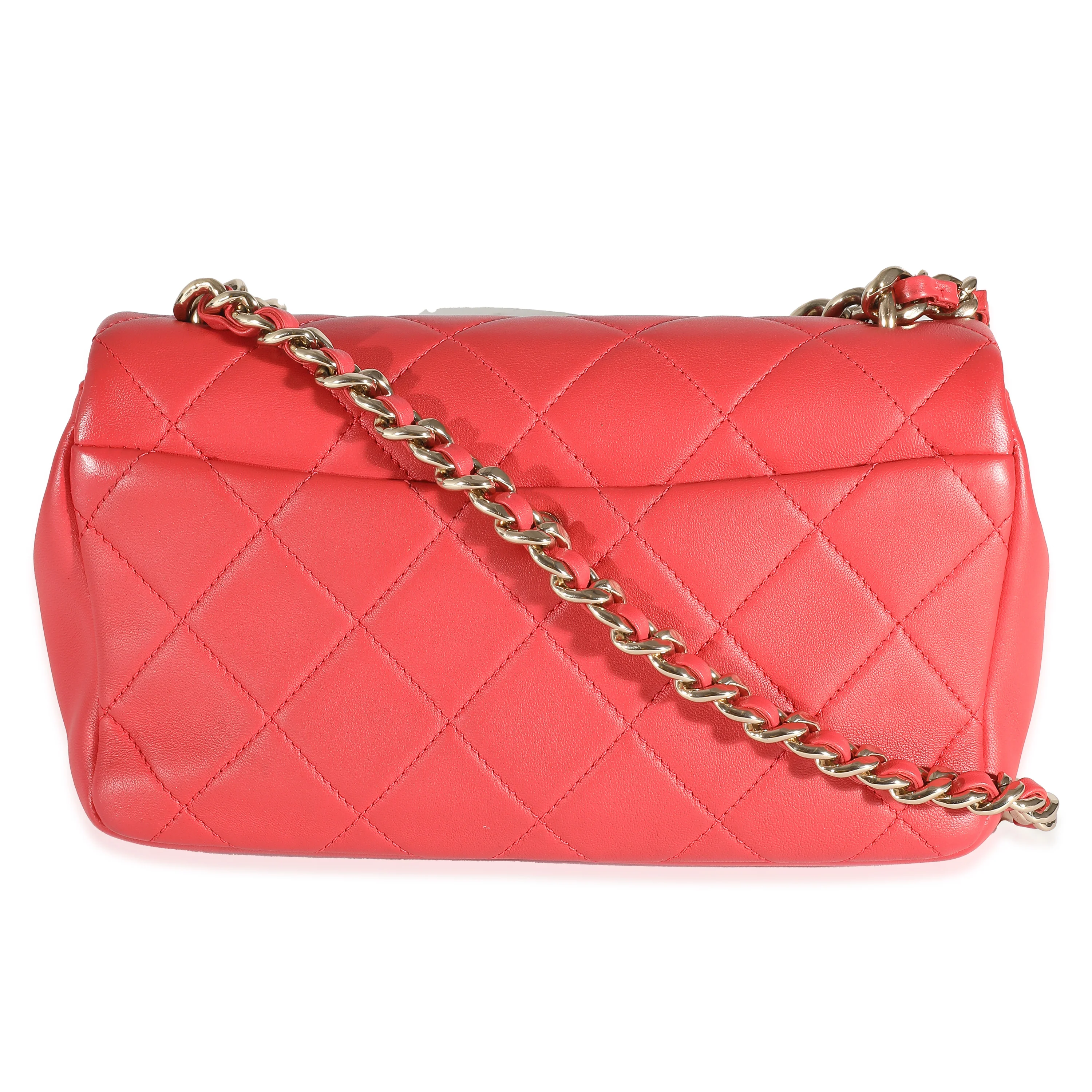 Chanel Red Quilted Lambskin Elegant Chain Flap Bag - Image 3