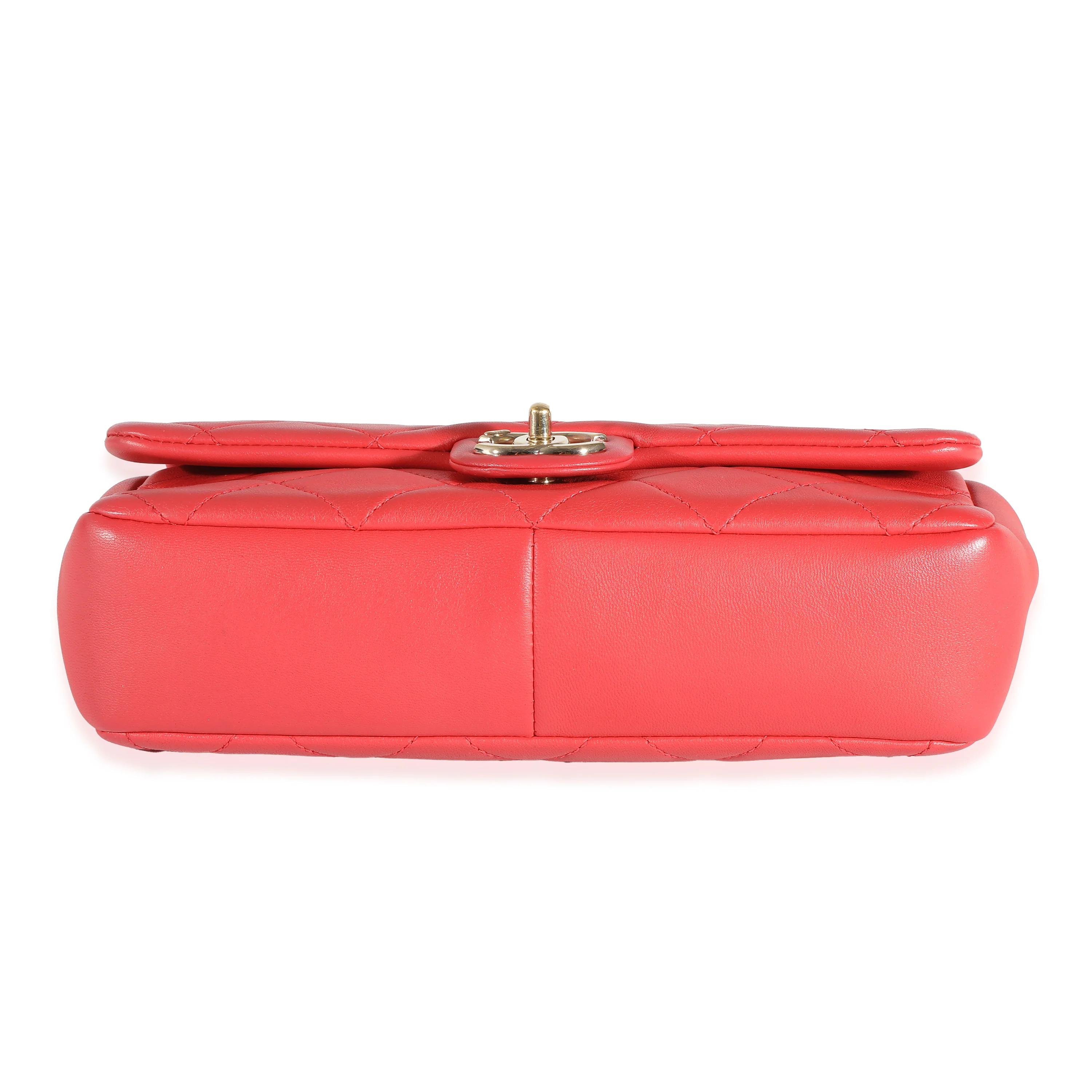 Chanel Red Quilted Lambskin Elegant Chain Flap Bag - Image 5