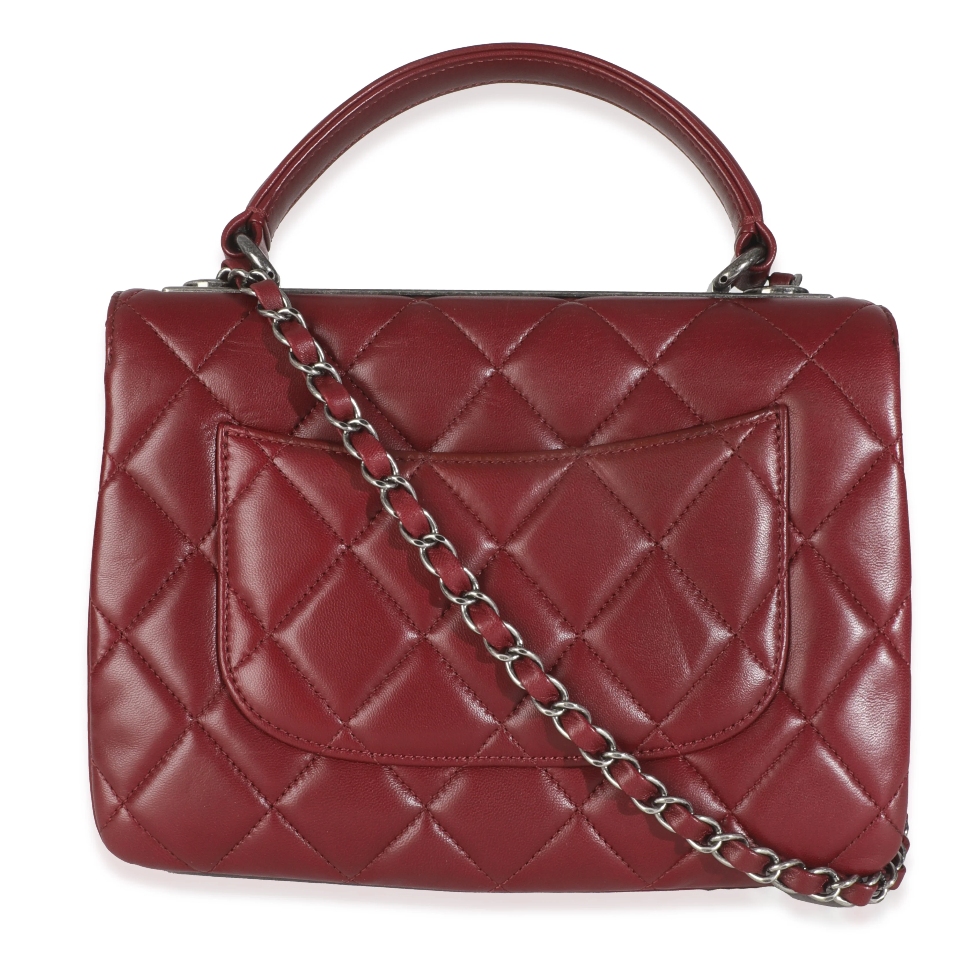 Burgundy Quilted Lambskin Small Trendy Flap Bag - Image 4