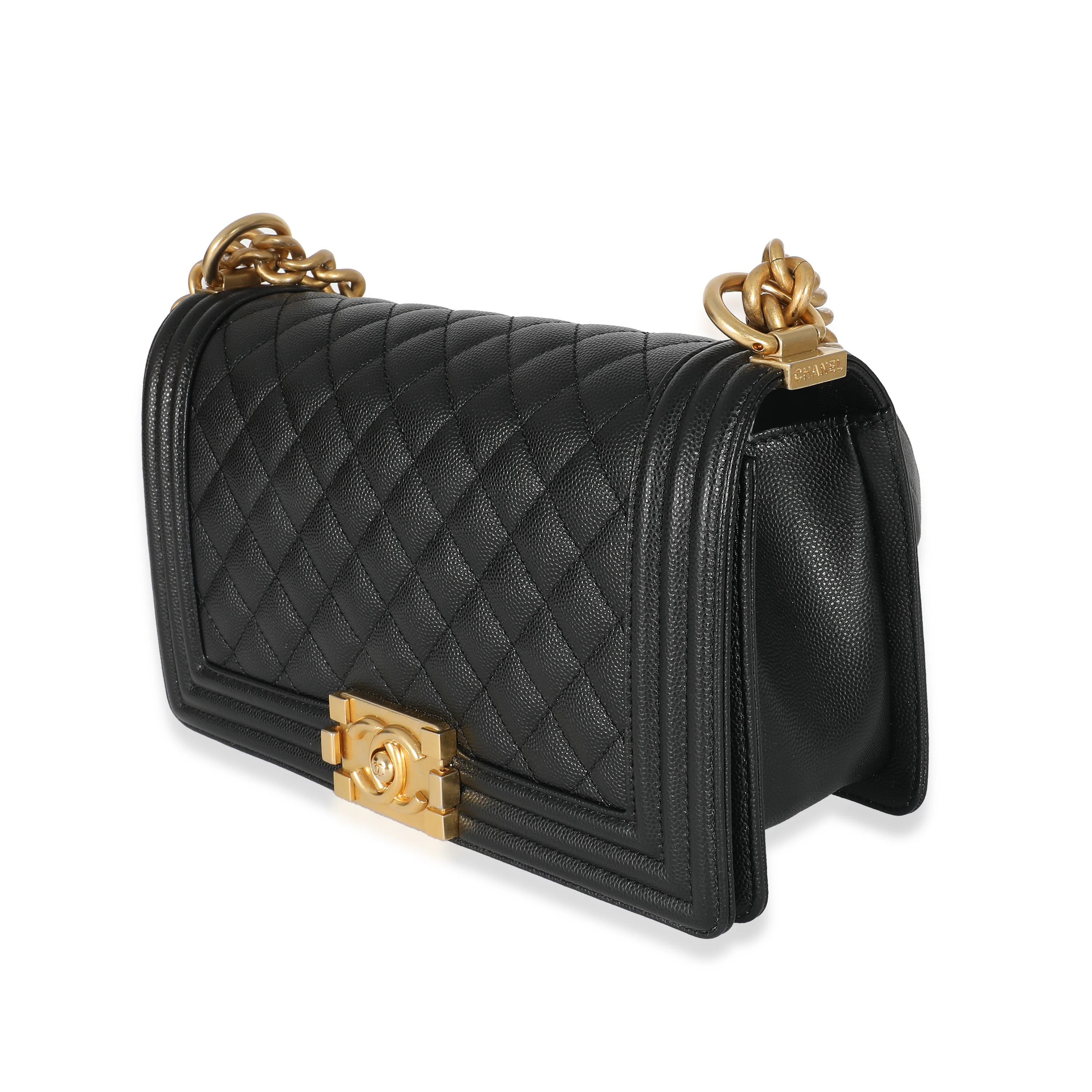 Chanel Black Quilted Caviar New Medium Boy Bag - Image 2