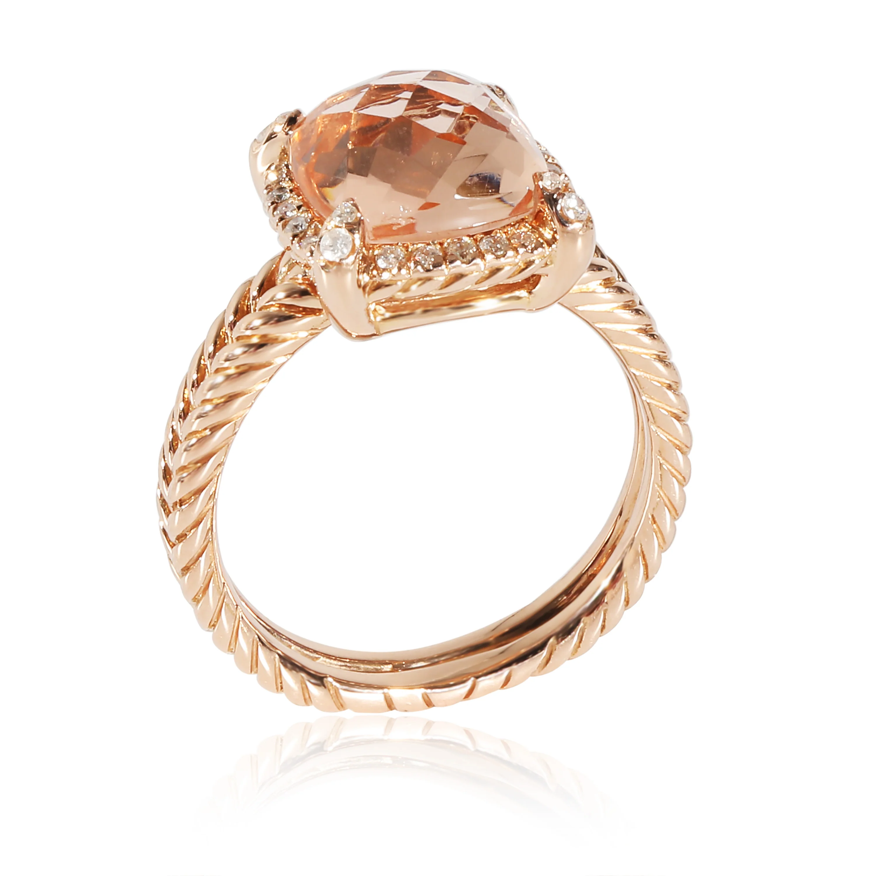Chatelaine Morganite Diamond Ring in 18K Rose Gold 0.15 CTW - Image 6