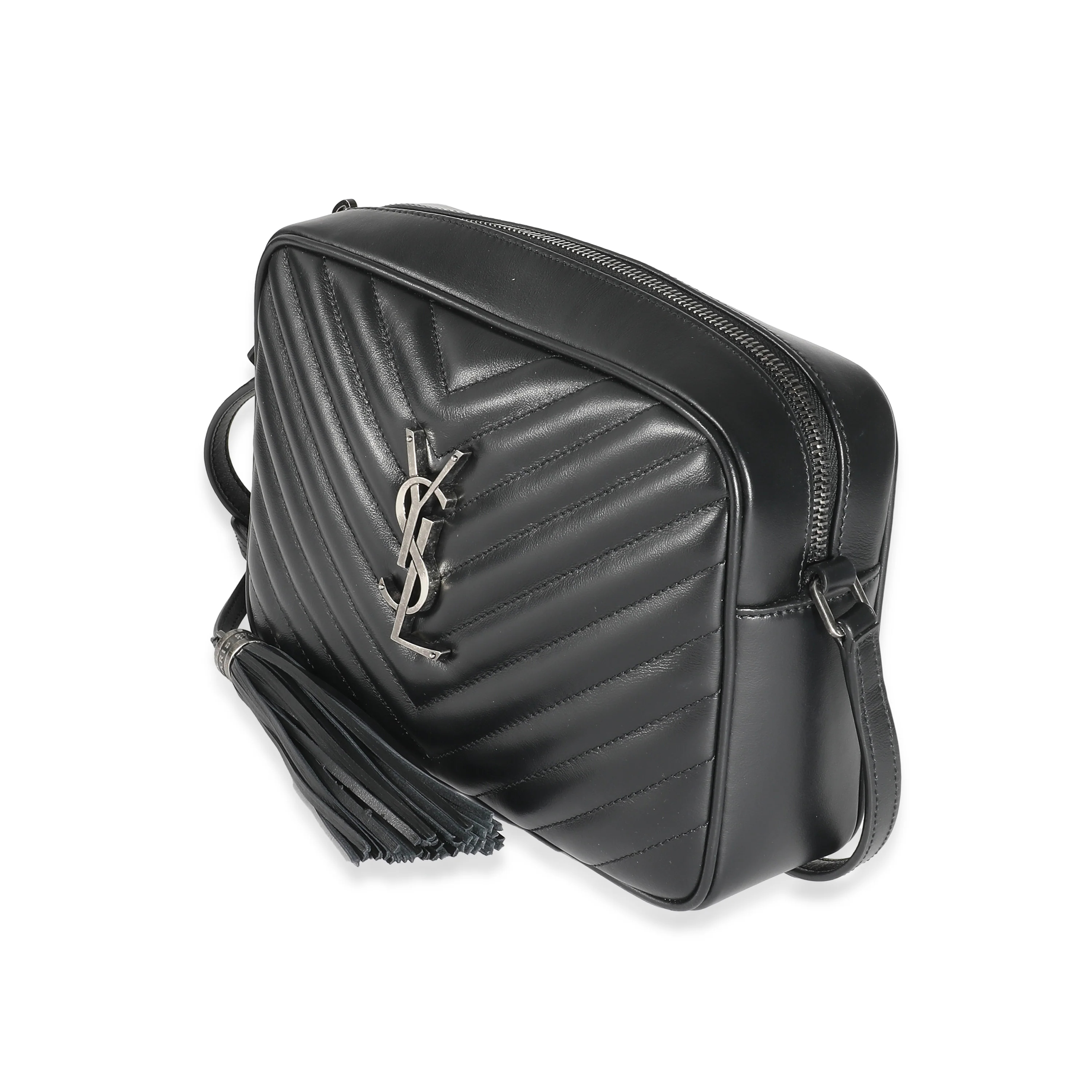 Saint Laurent Black Calfskin Matelasse Monogram Lou Camera Bag - Image 2