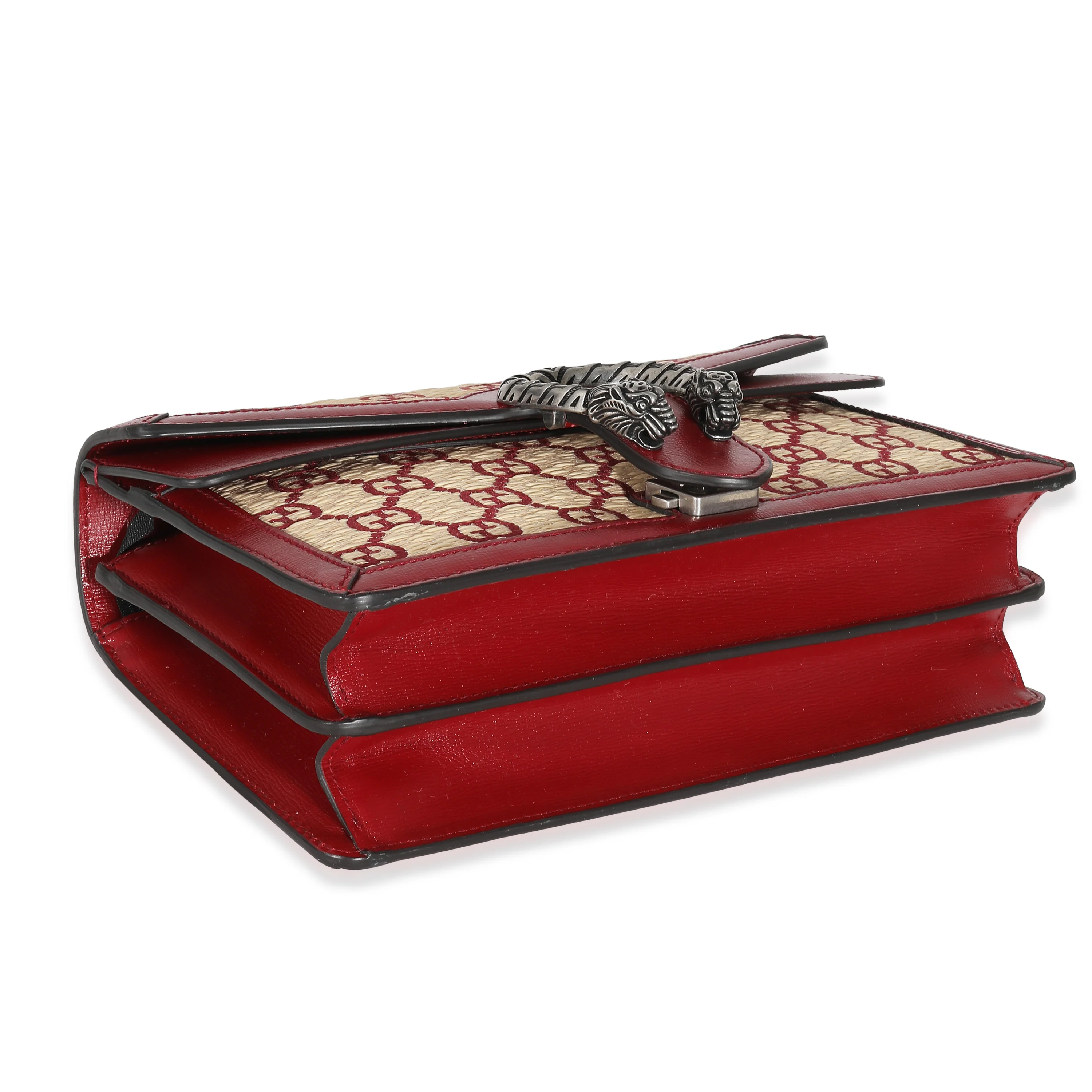 Natural Red Straw Azalea Calfskin GG Monogram Small Dionysus Bag - Image 4