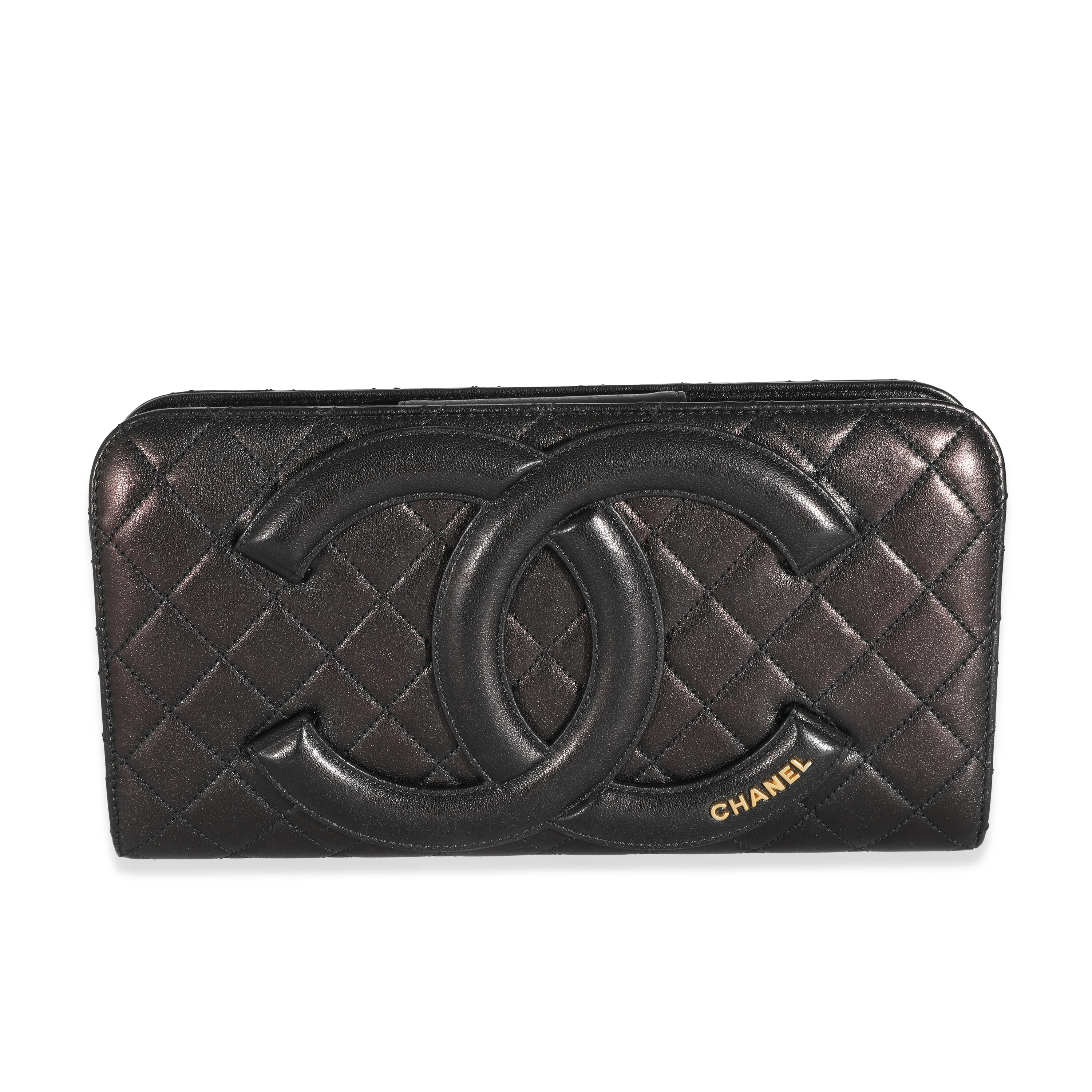 Chanel Black Quilted Chevre Coco Midnight Clutch