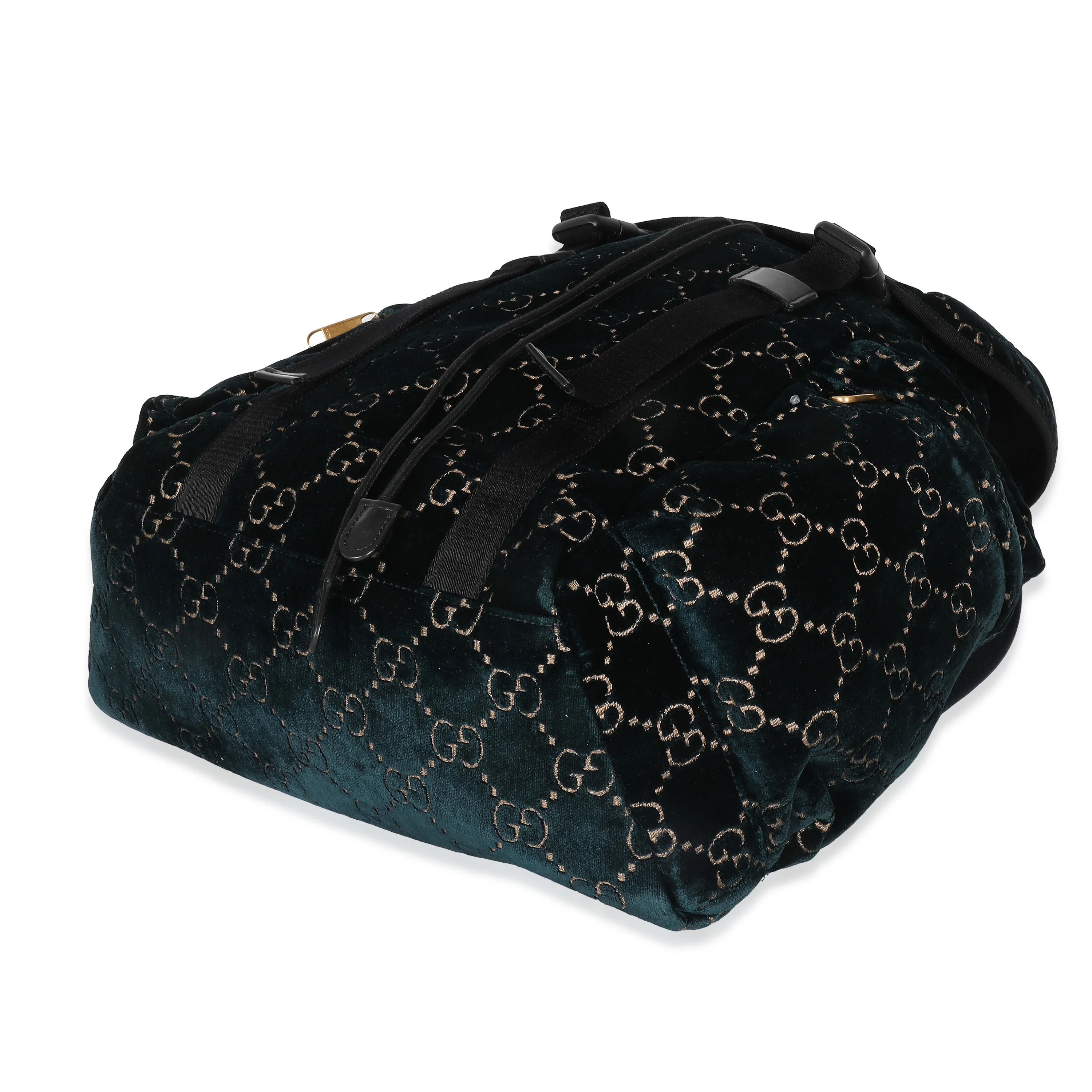 Gucci Blue GG Velvet Medium Flap Backpack - Image 2