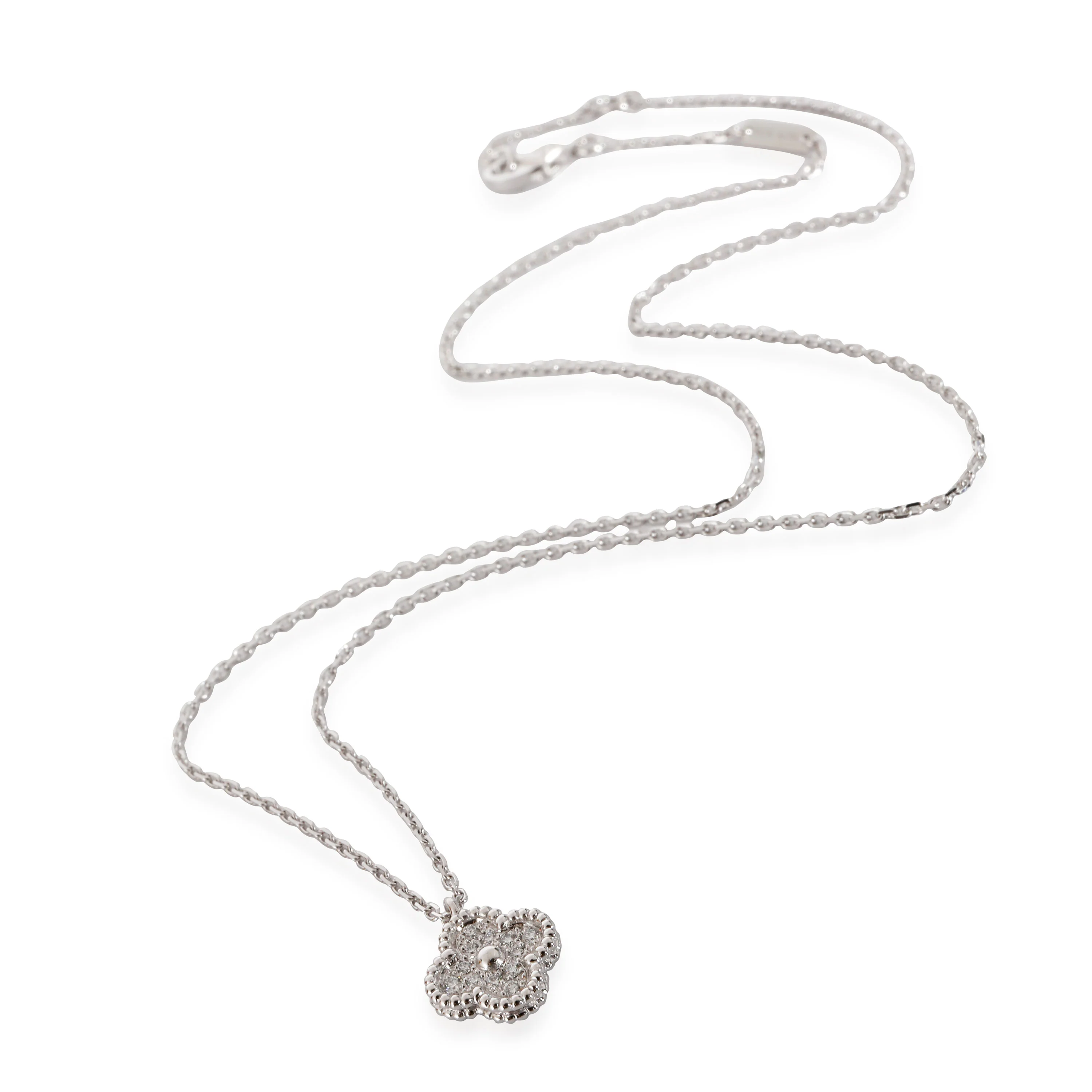 Van Cleef & Arpels Sweet Alhambra Diamond Pendant in 18K White Gold 0.08 CTW - Image 2
