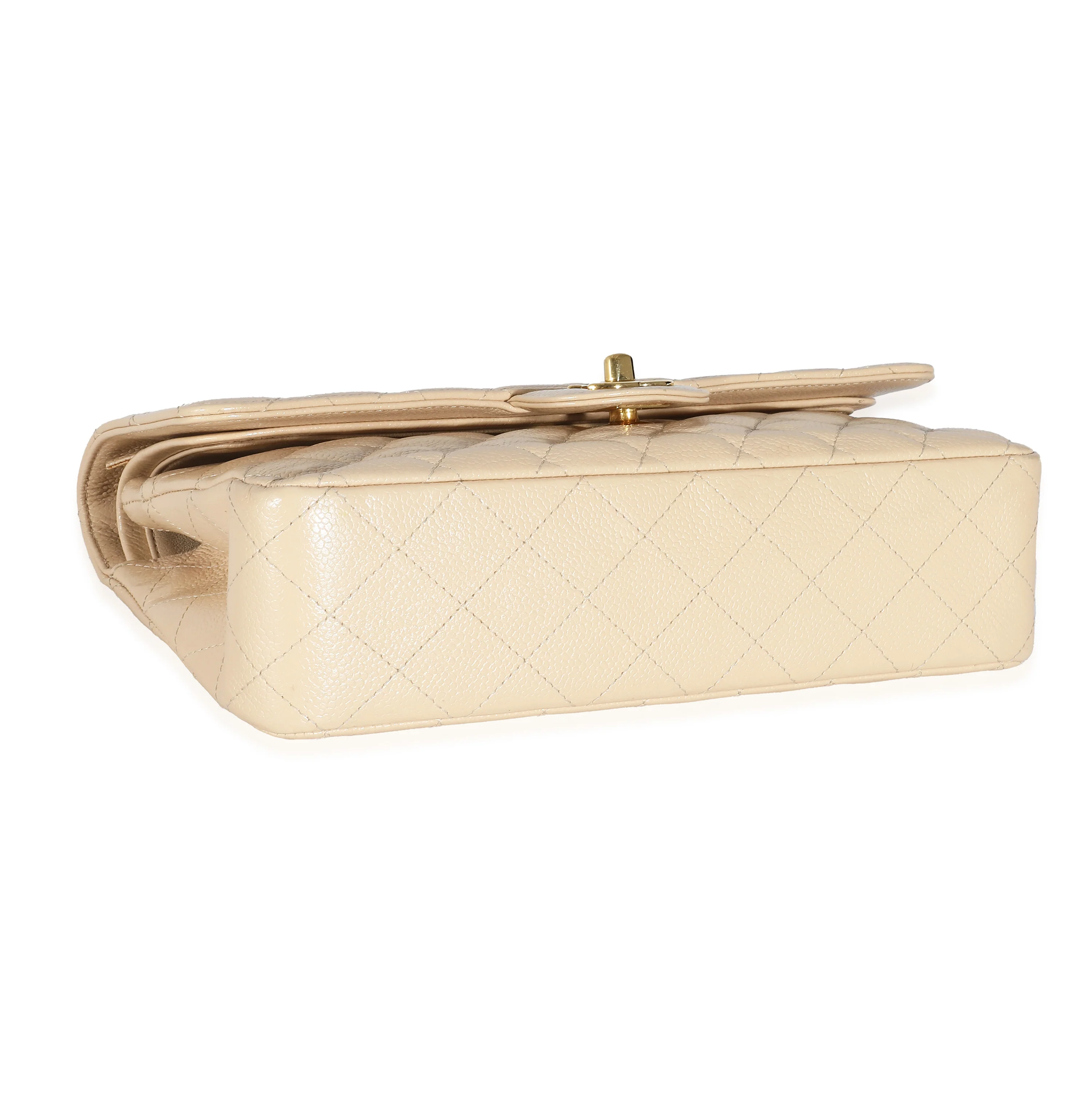 Chanel Beige Quilted Caviar Medium Classic Double Flap Bag - Image 5