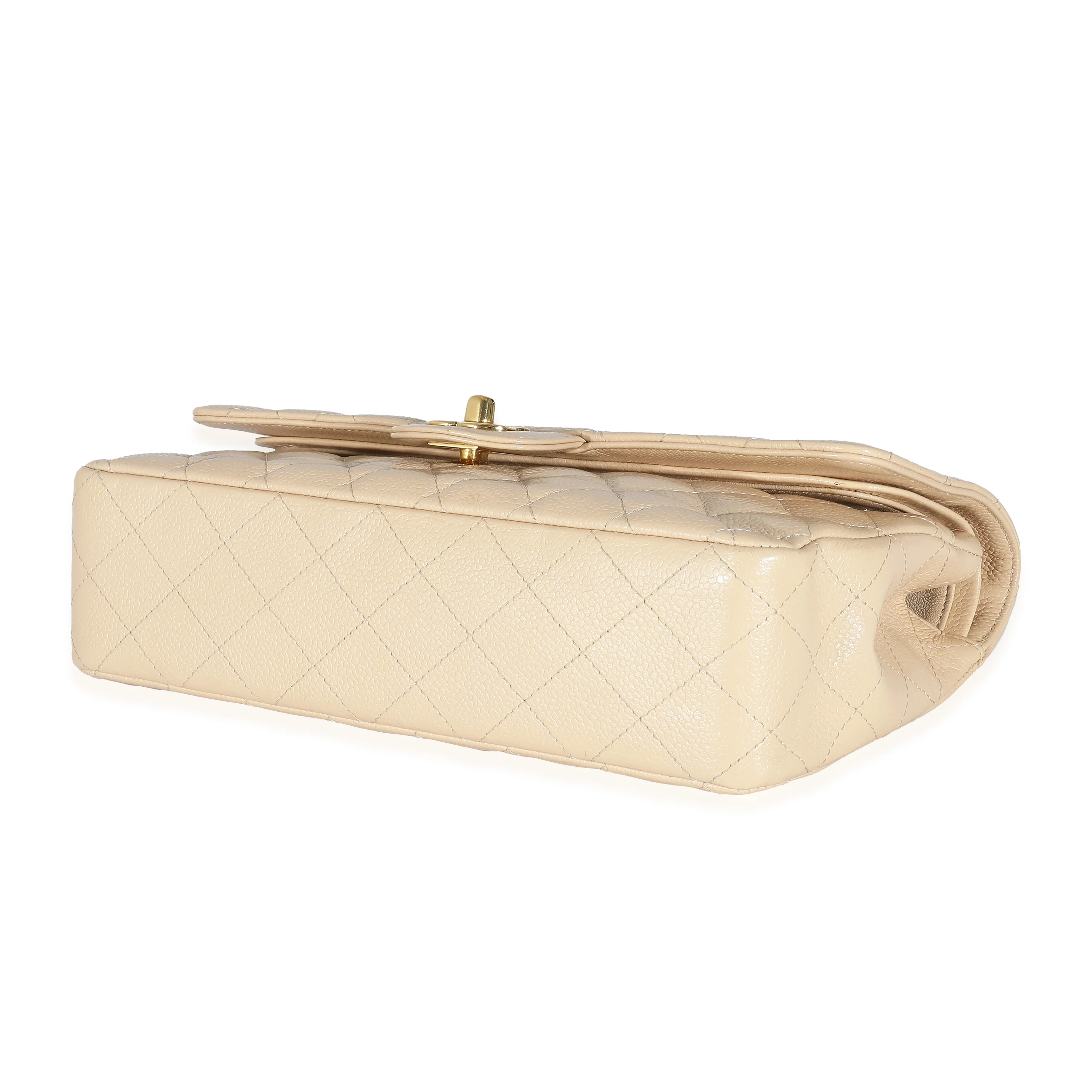 Chanel Beige Quilted Caviar Medium Classic Double Flap Bag - Image 6