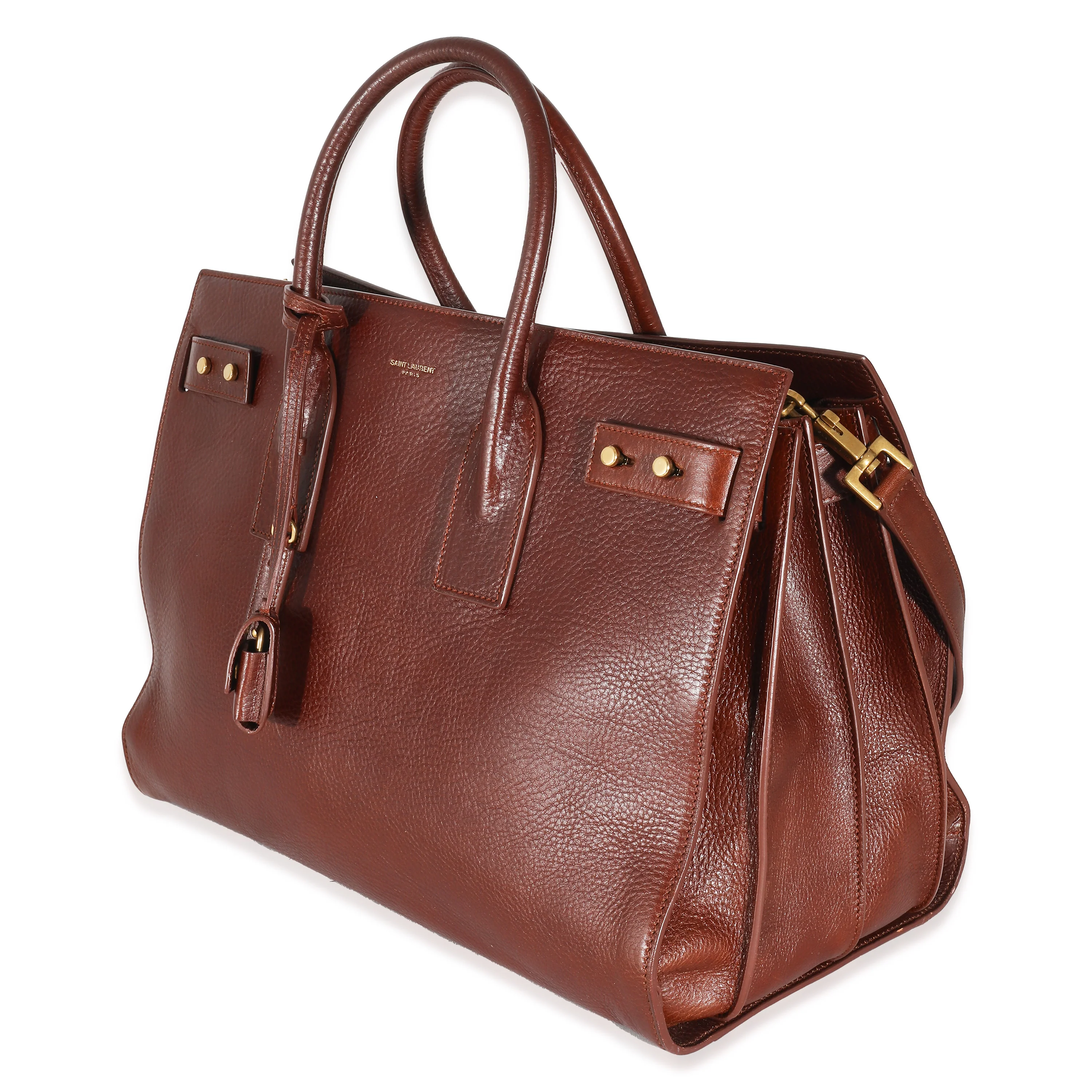 Saint Laurent Brown Supple Grained Leather Medium Sac De Jour - Image 2