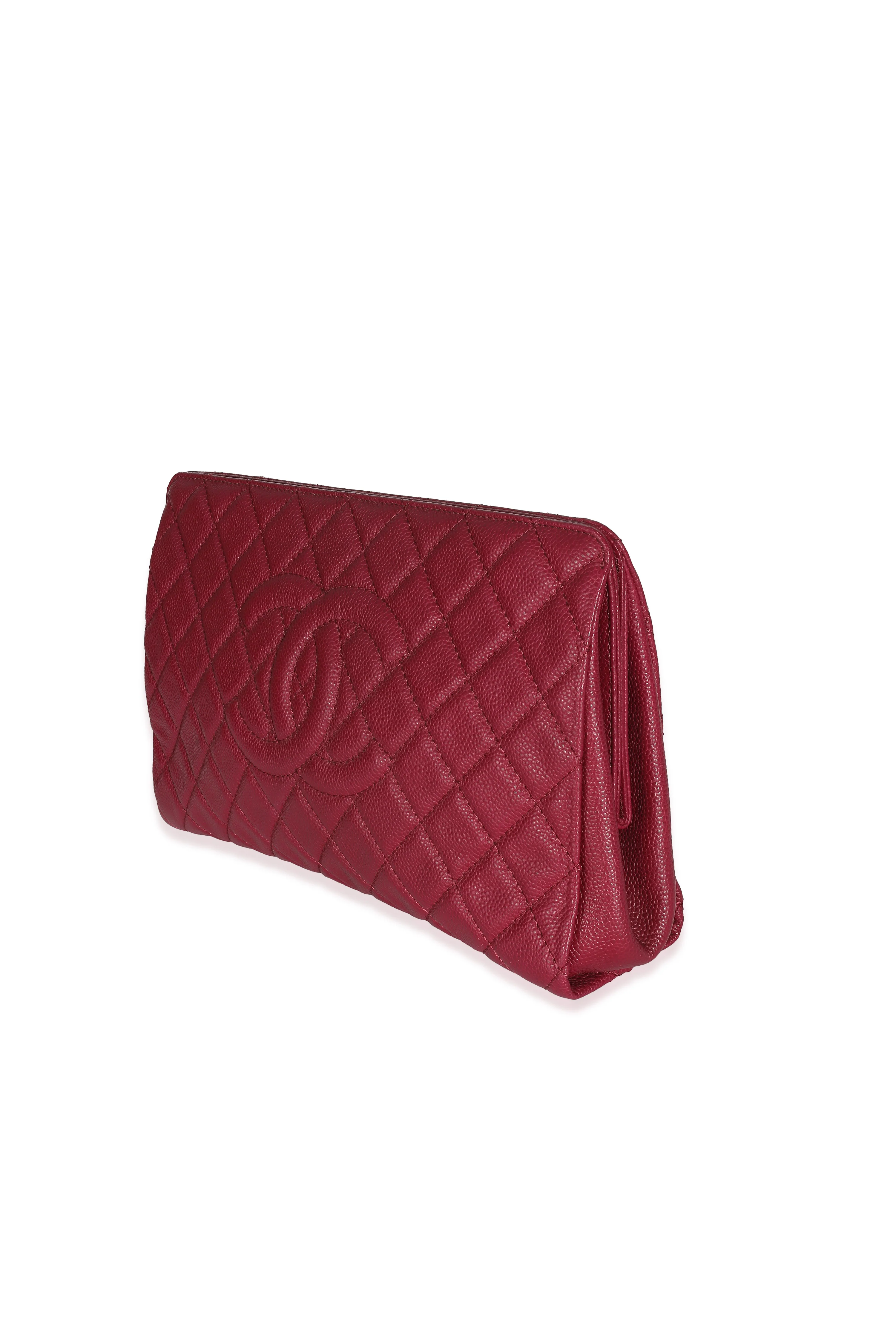 Dark Pink Quilted Caviar CC Timeless Frame Clutch - Image 2