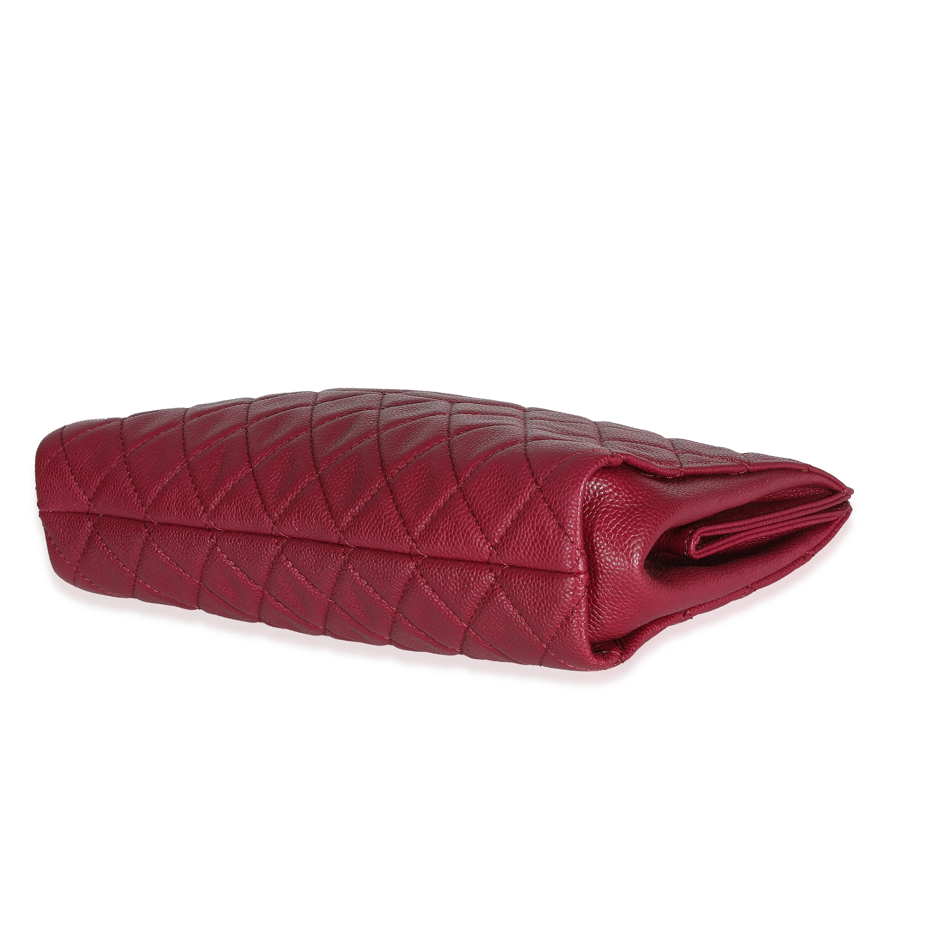Dark Pink Quilted Caviar CC Timeless Frame Clutch - Image 7