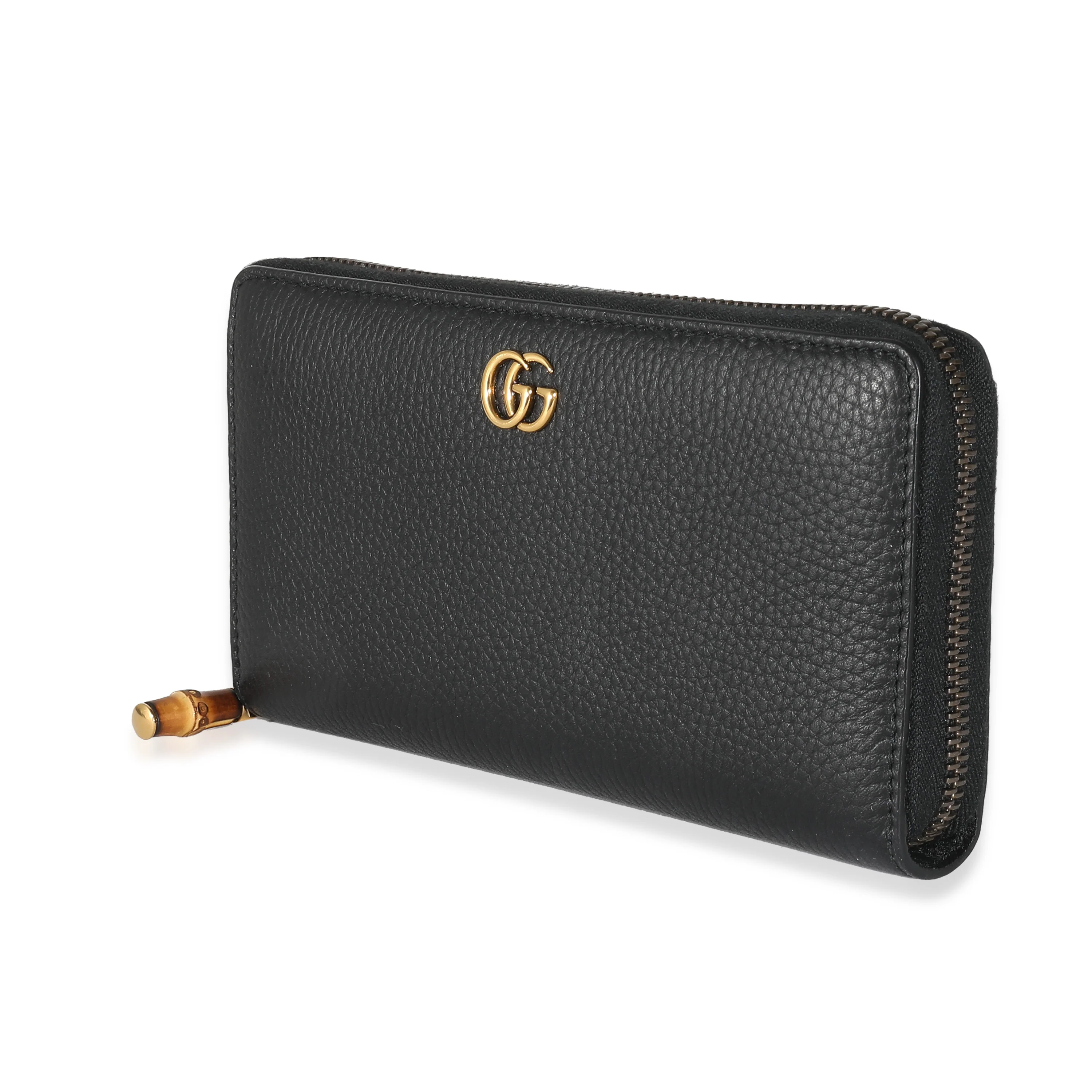 Gucci Black Leather Bamboo Zip Around Wallet - Image 3
